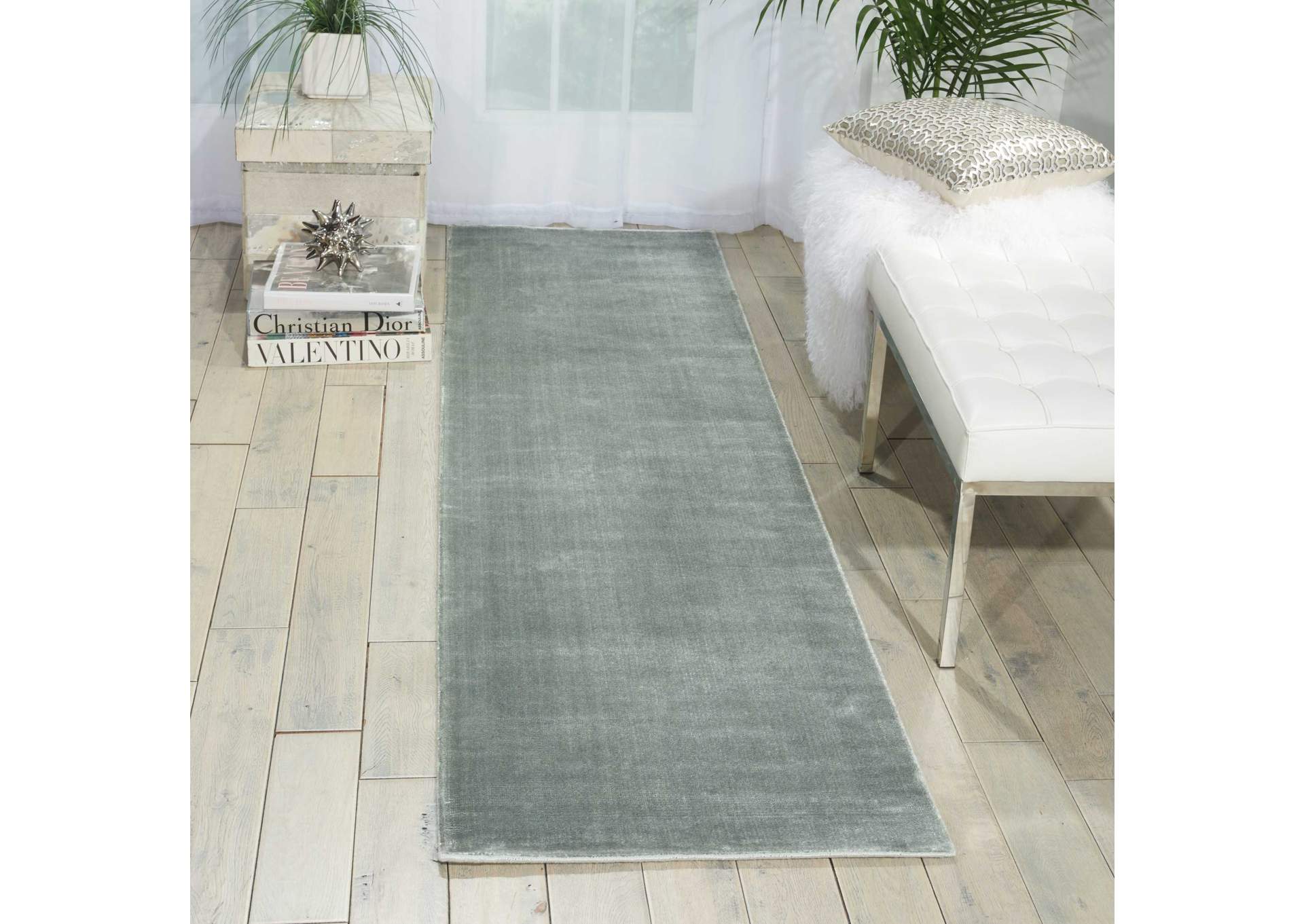 Nourison Starlight STA06 Grey 8' Runner Hallway Rug,Nourison