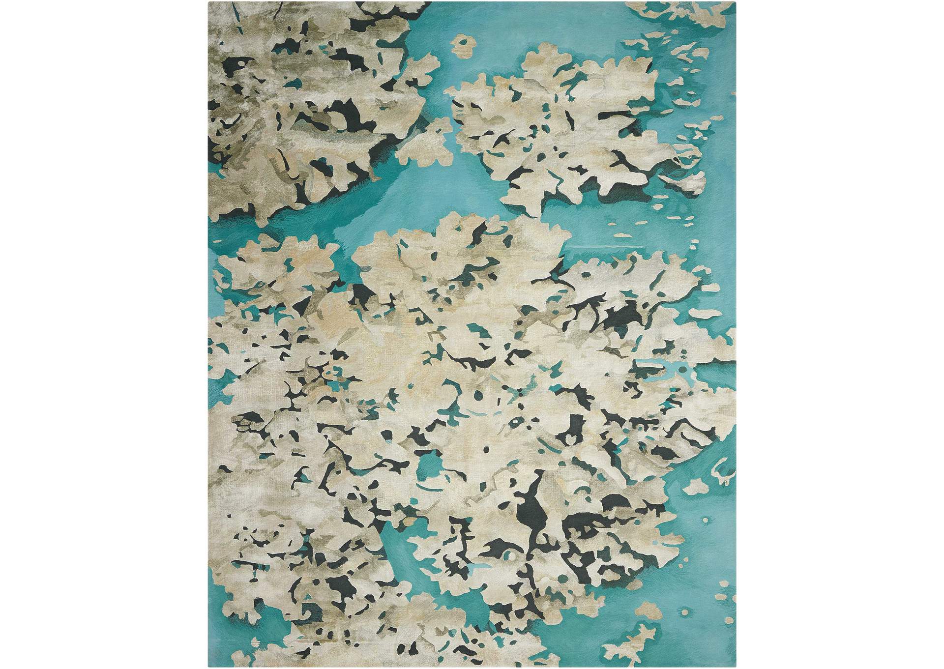 Nourison Prismatic PRS06 Aqua Blue and Beige 6'x8' Area Rug,Nourison