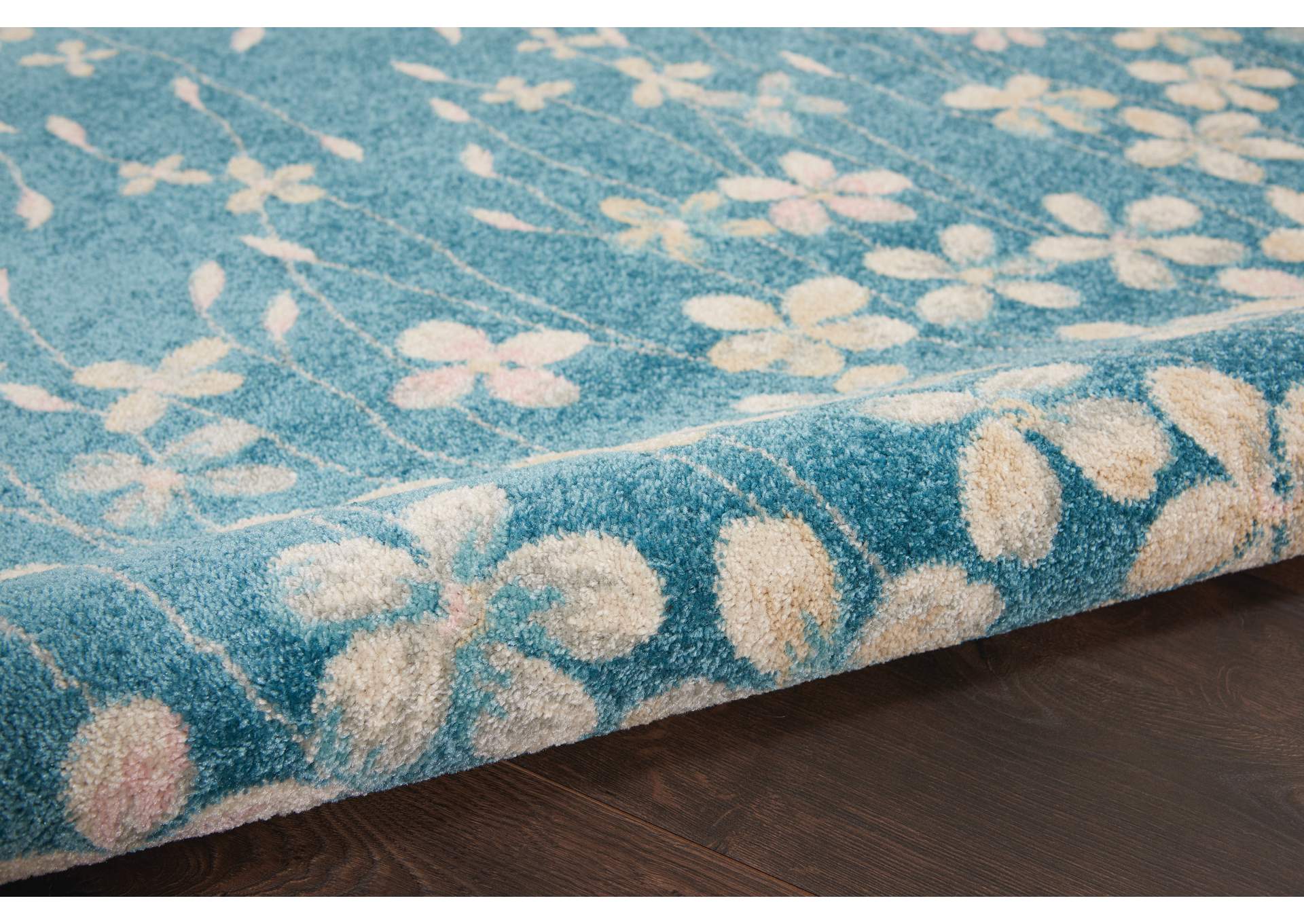 Nourison Tranquil TRA04 Turquoise Blue 5'x7' Floral Area Rug,Nourison