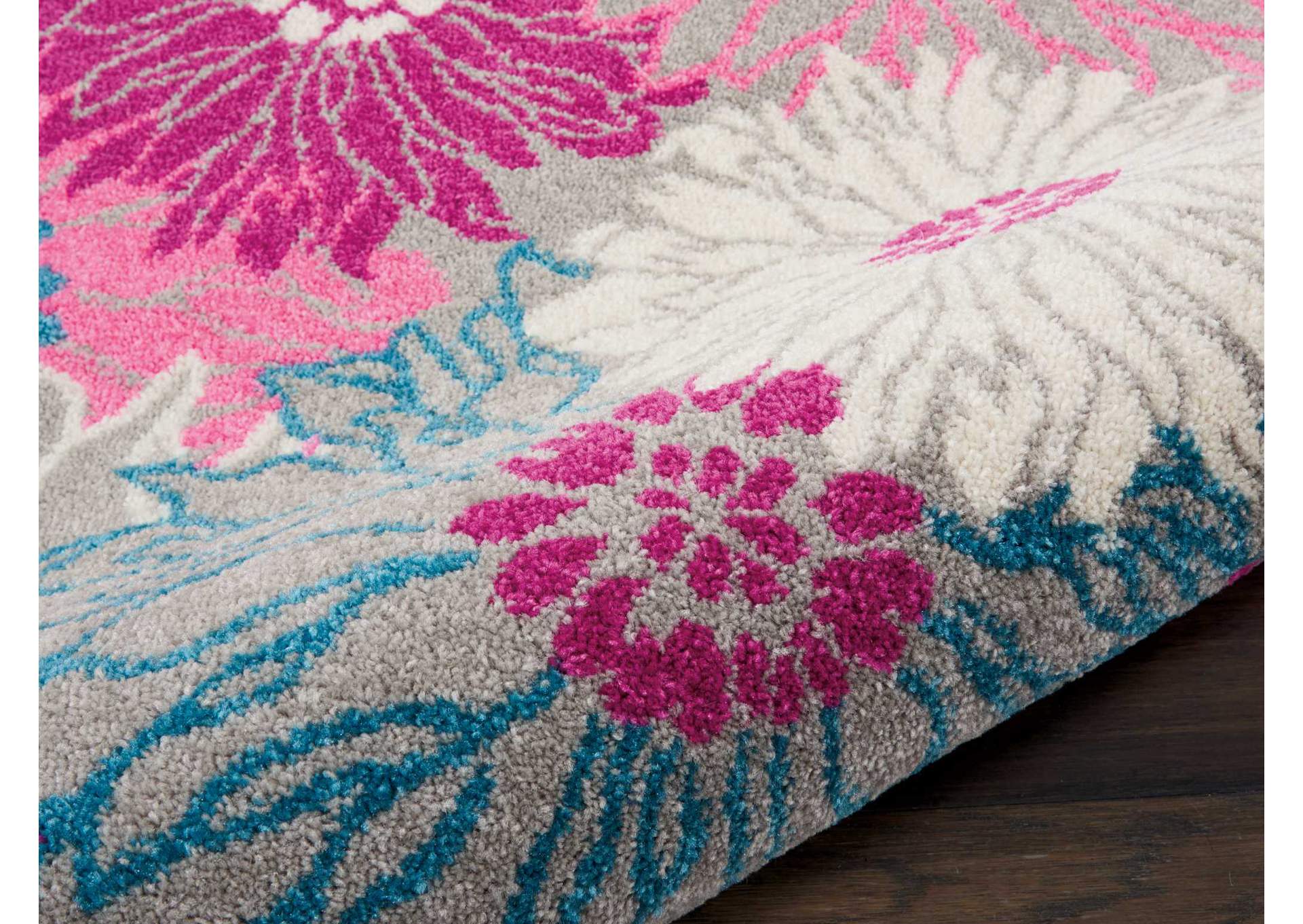 Nourison Passion PSN17 Pink and Grey 8' Runner Hallway Rug,Nourison