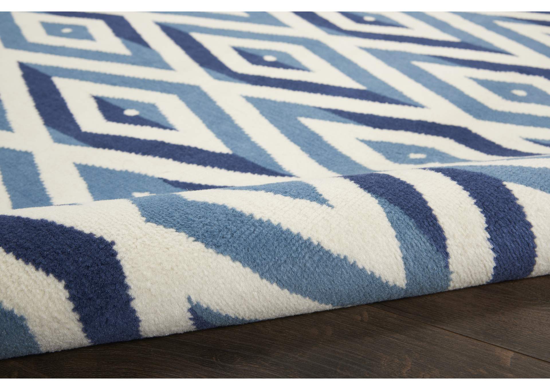 Nourison Grafix GRF18 Blue and White 8' Runner Hallway Rug,Nourison