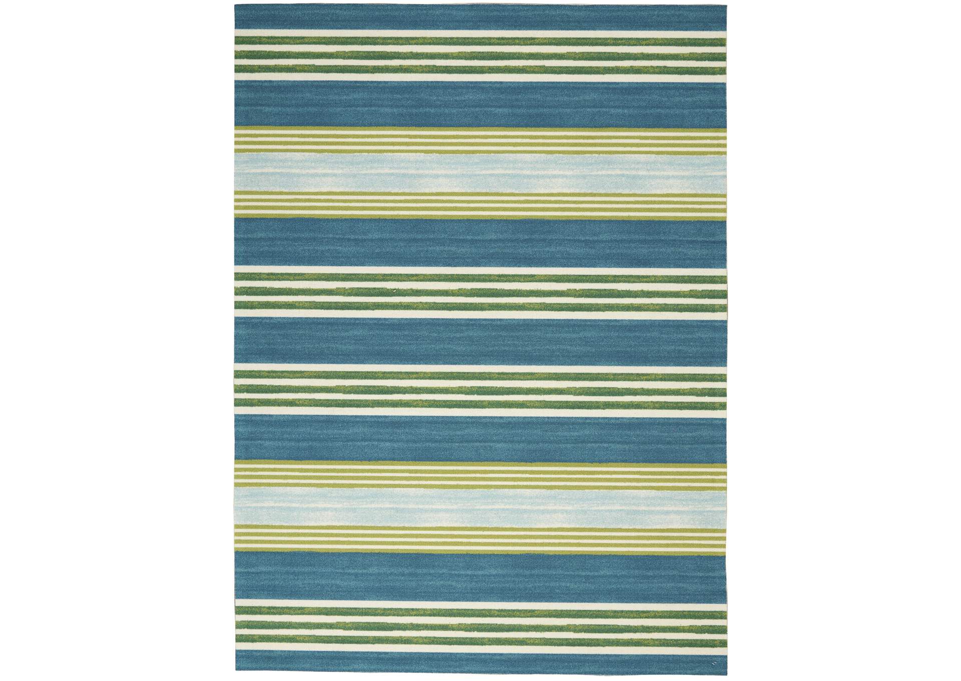 Waverly Sun N Shade SND71 Blue and Green 5'x8' Striped Area Rug,Nourison