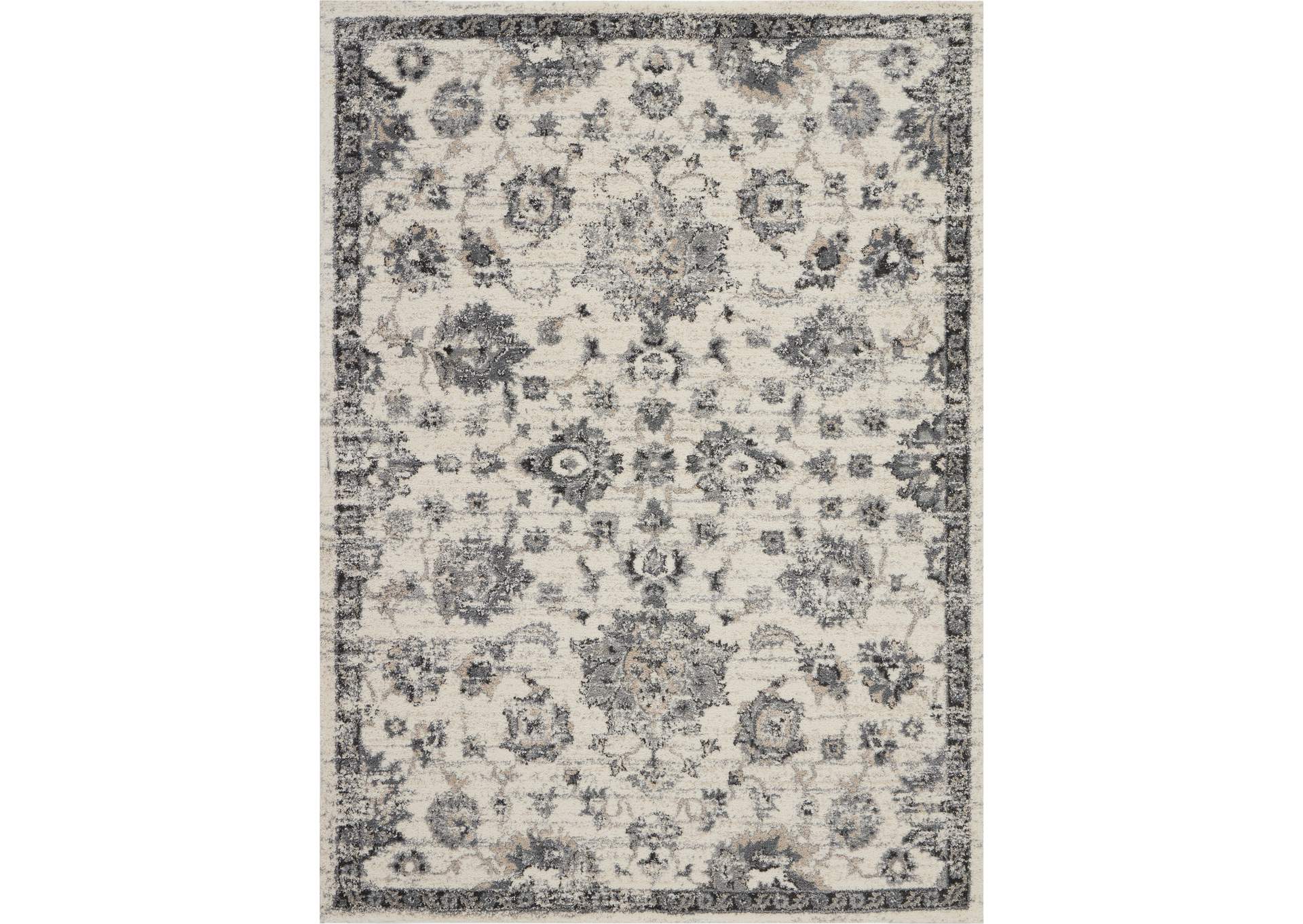 Nourison Fusion FSS15 Cream and Grey 5'x7' Vintage Area Rug,Nourison