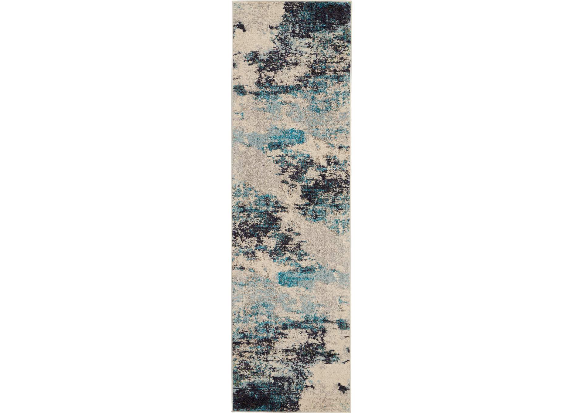 Nourison Celestial CES02 Blue and White 8' Runner Hallway Rug,Nourison
