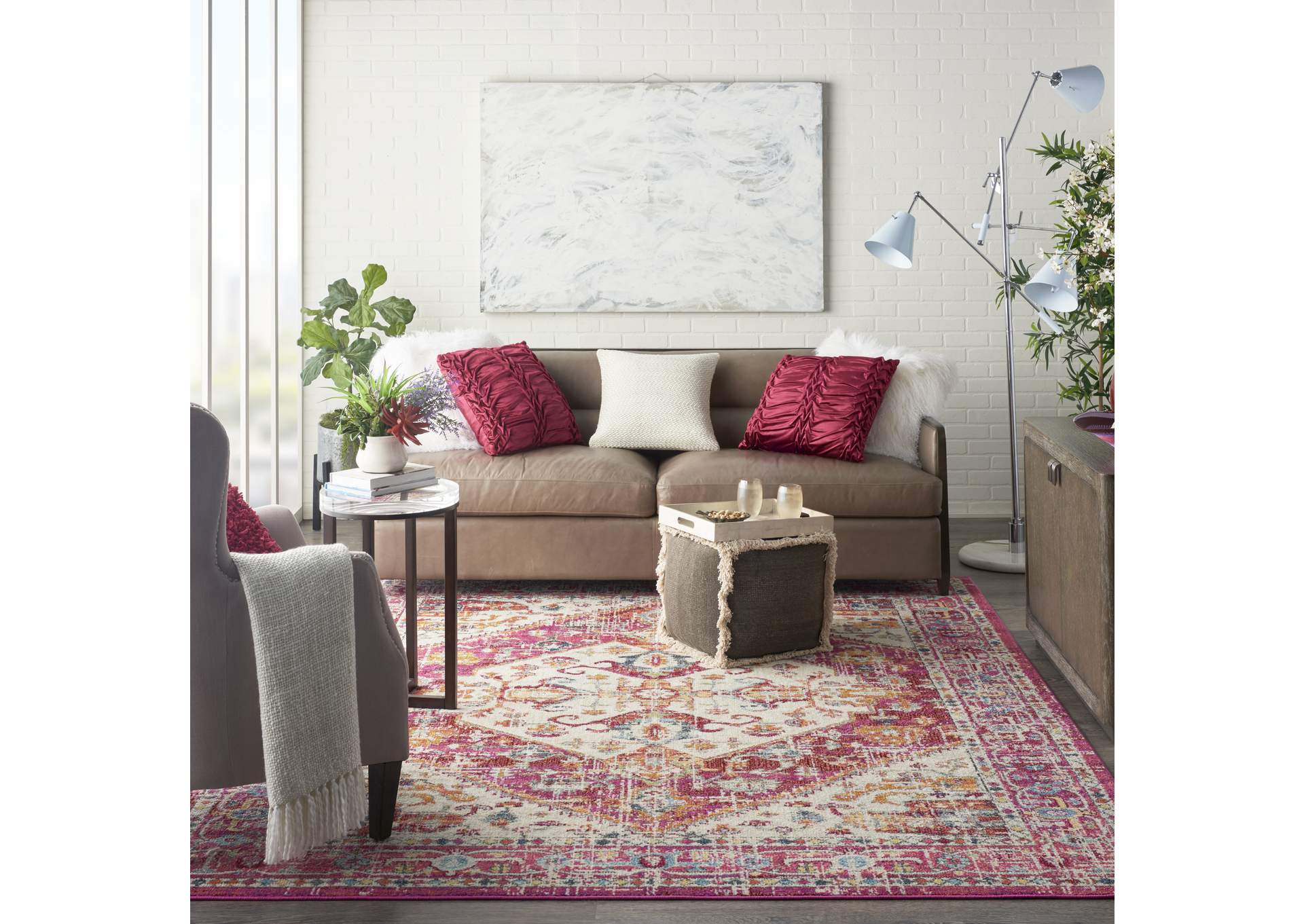 Nourison Passion 7' x 10' Ivory and Pink Area Rug,Nourison