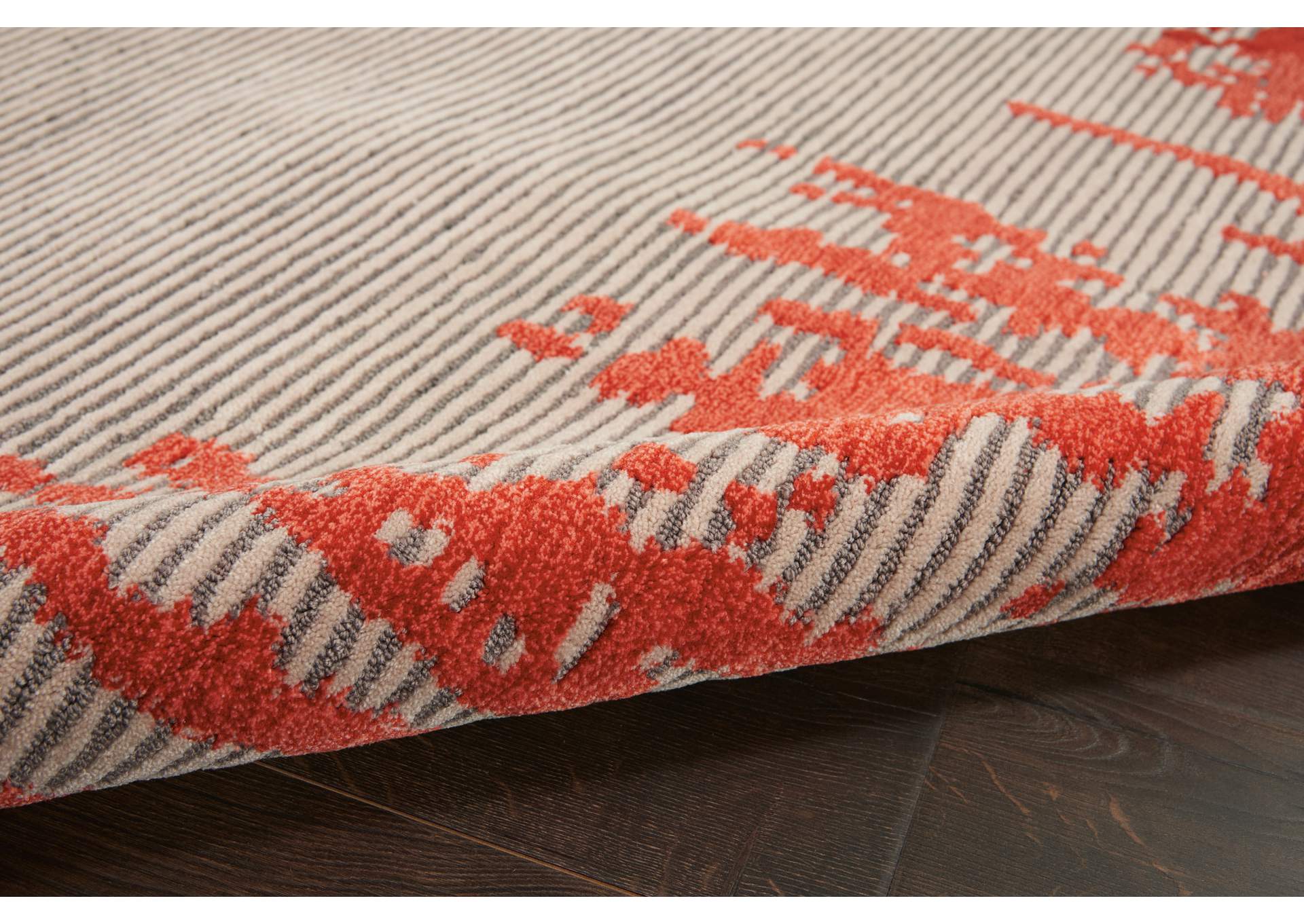 Nourison Symmetry SMM02 Ivory and Red 4'x6' Area Rug,Nourison