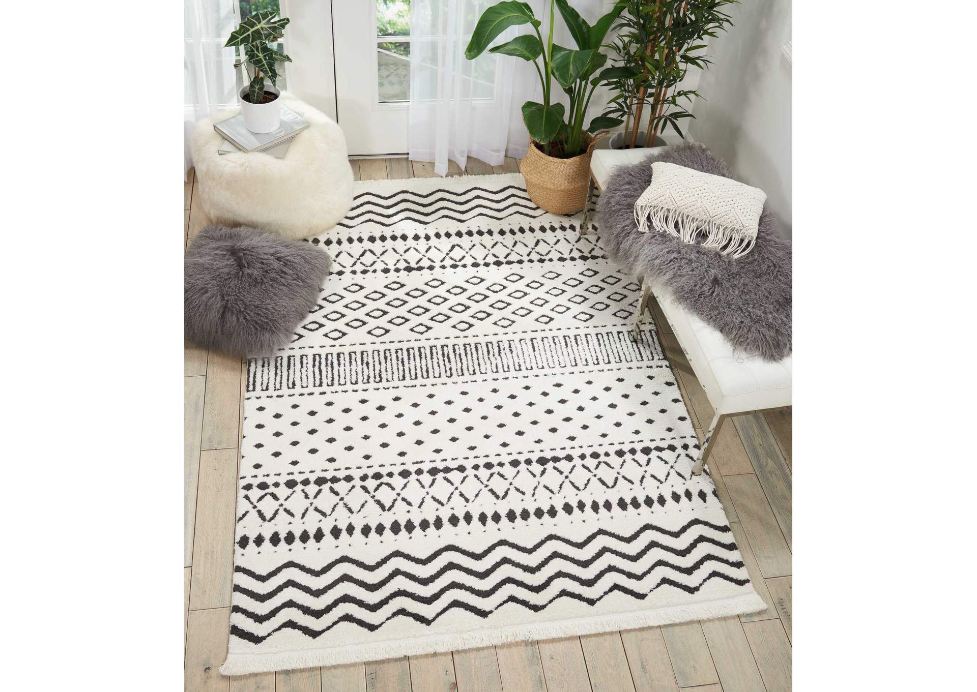 Nourison Kamala DS501 White and Blue 9'x13' Oversized Rug,Nourison