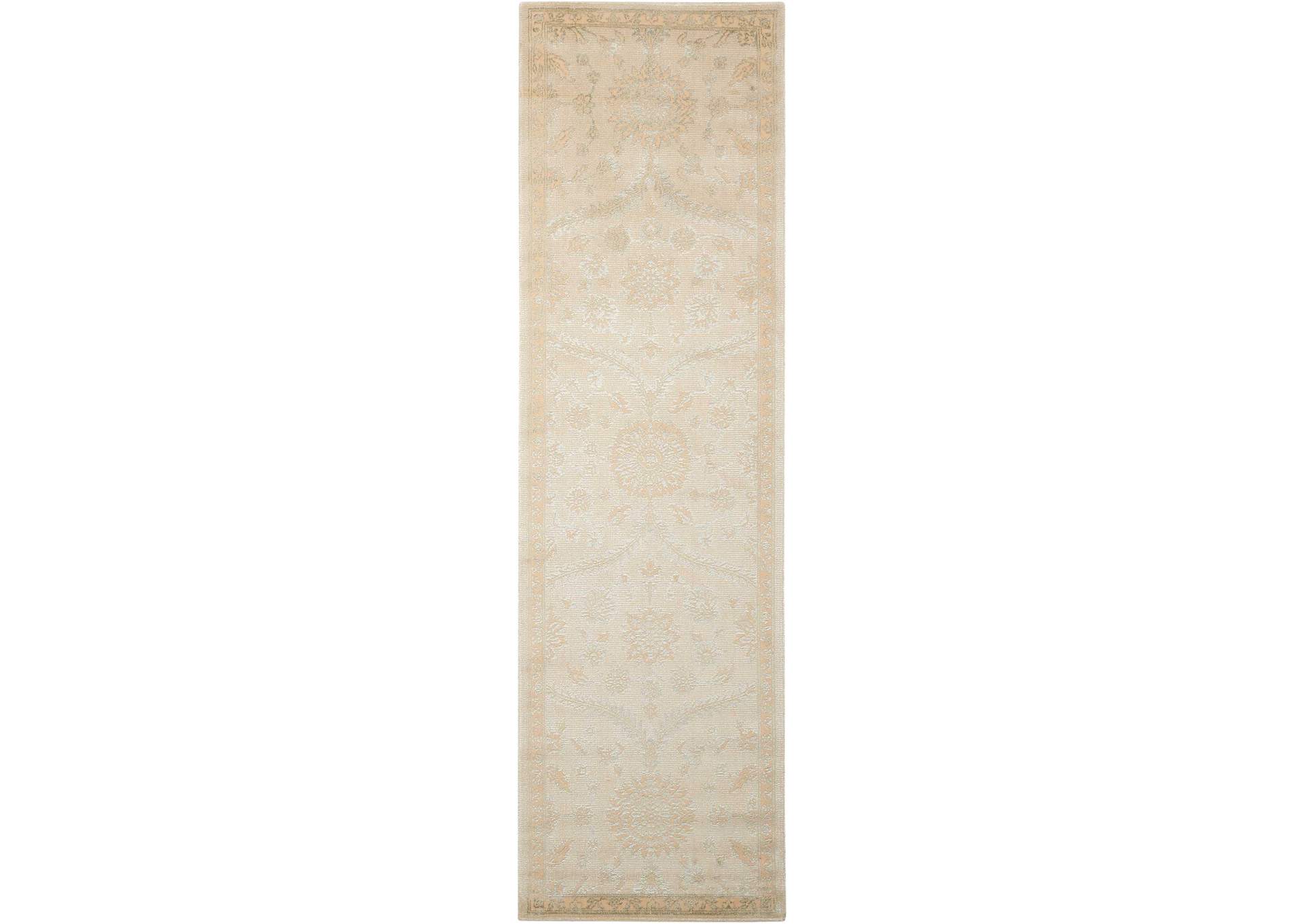 Nourison Luminance LUM04 Beige and Green 8' Runner Hallway Rug,Nourison
