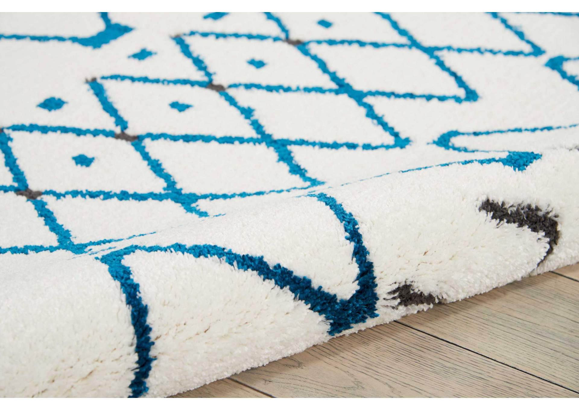 Nourison Kamala DS500 White and Blue 4'x6' Area Rug,Nourison