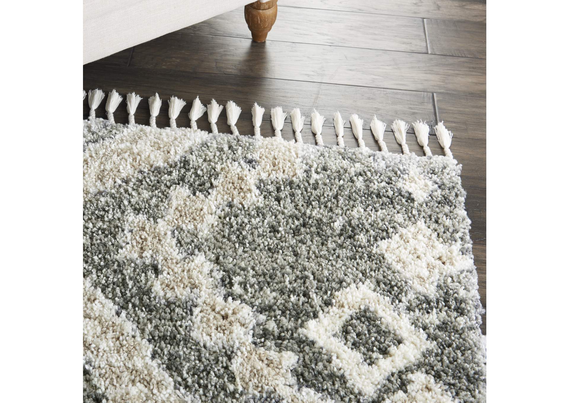 Nourison Oslo Shag OSL02 4'x6' Charcoal Grey Scandinavian Shag Rug,Nourison