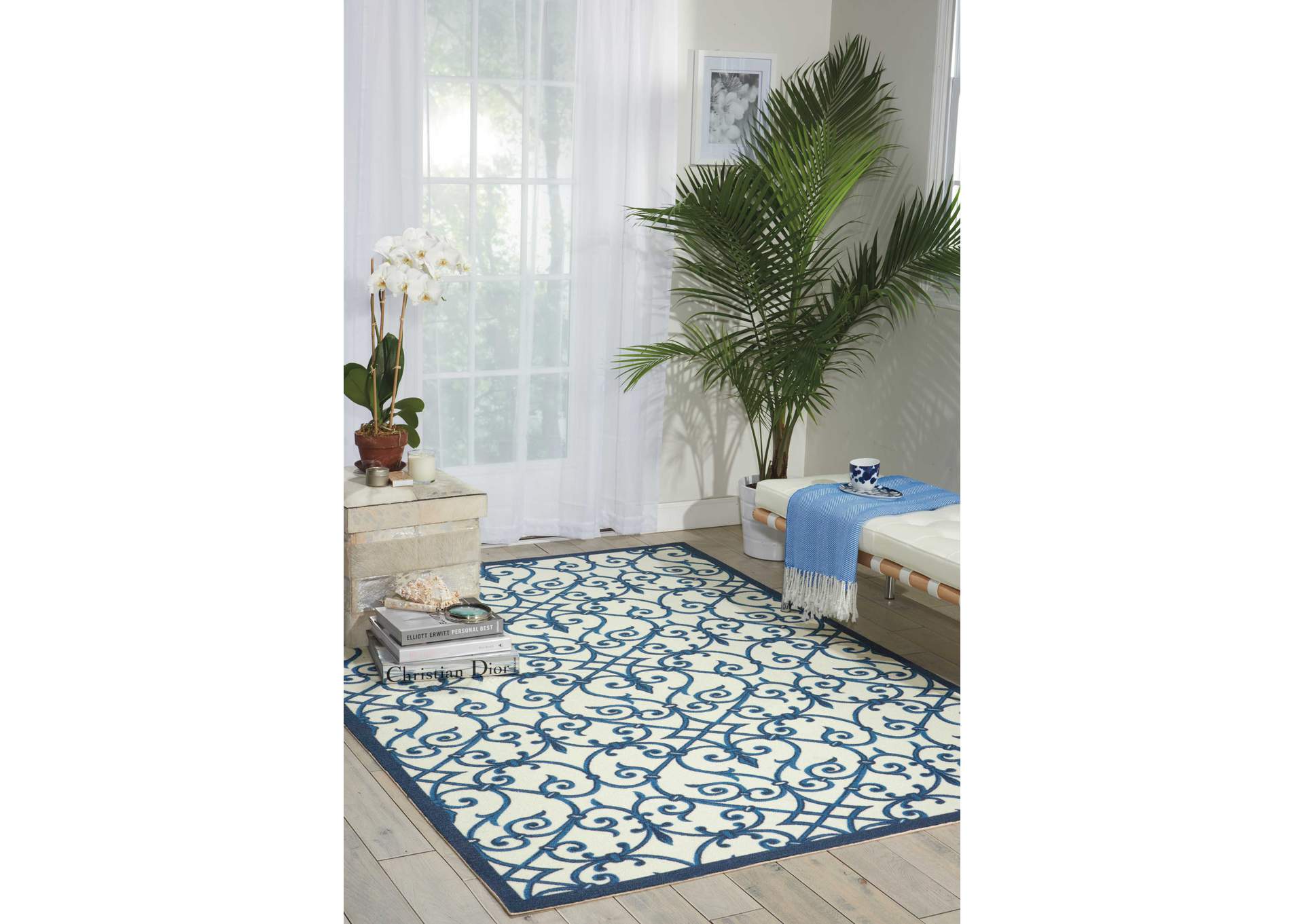 Nourison Home & Garden RS093 Blue 8'x11' Rug,Nourison