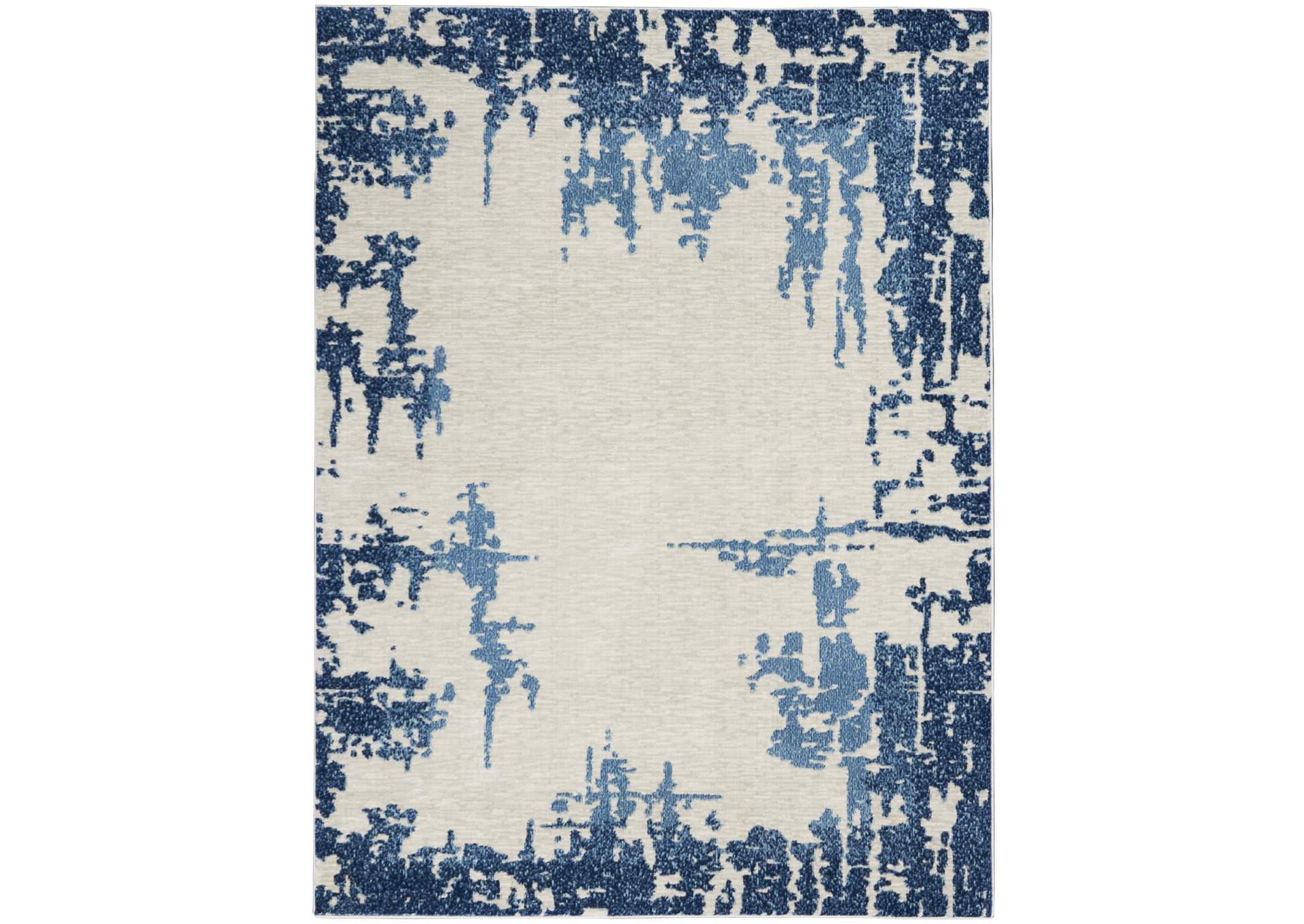 Nourison Etchings 5'3" x 7'3" Ivory/Blue Abstract Area Rug,Nourison