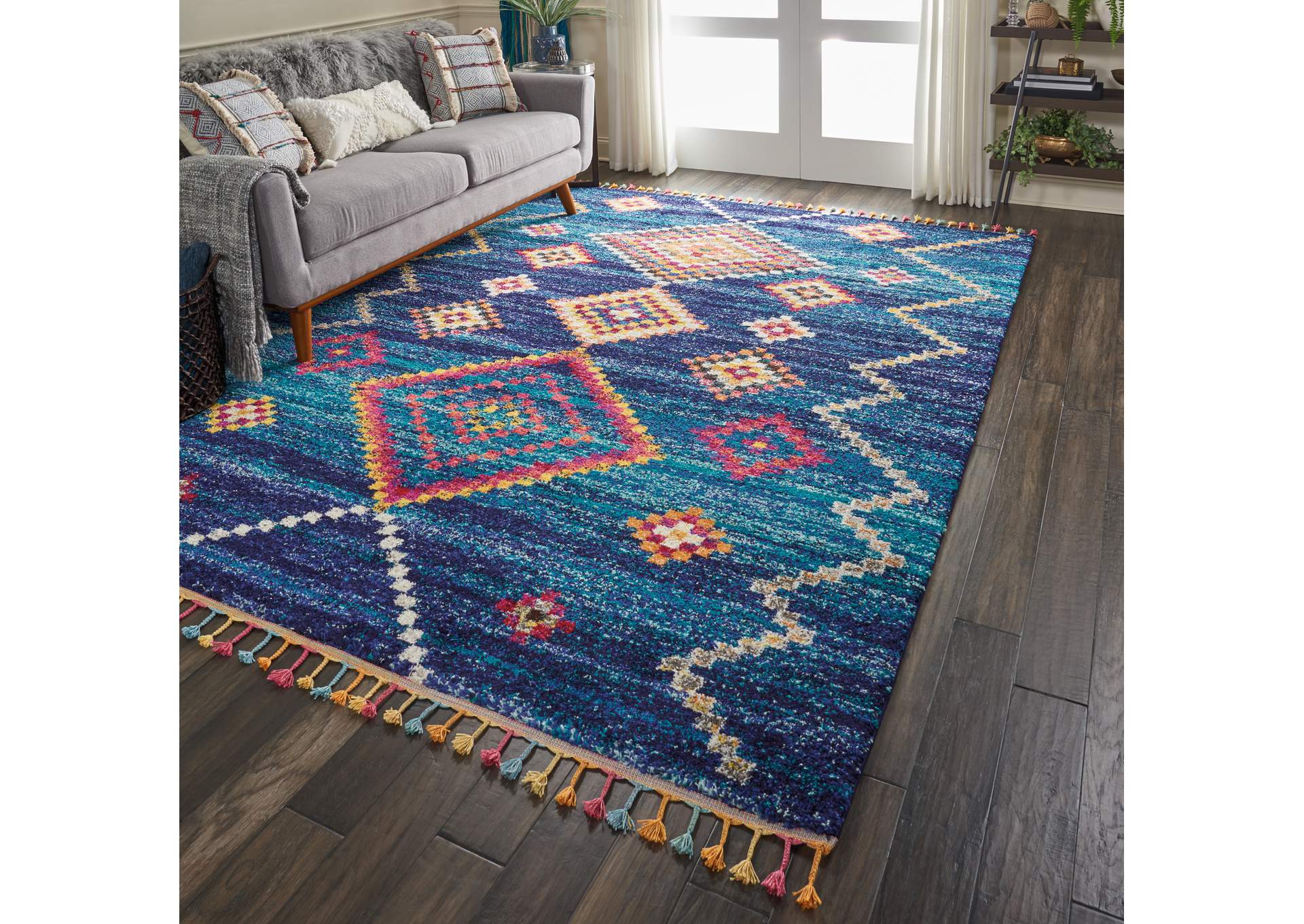 Nourison Nomad NMD05 Dark Blue Multicolor 8'x11' Oversized Rug,Nourison