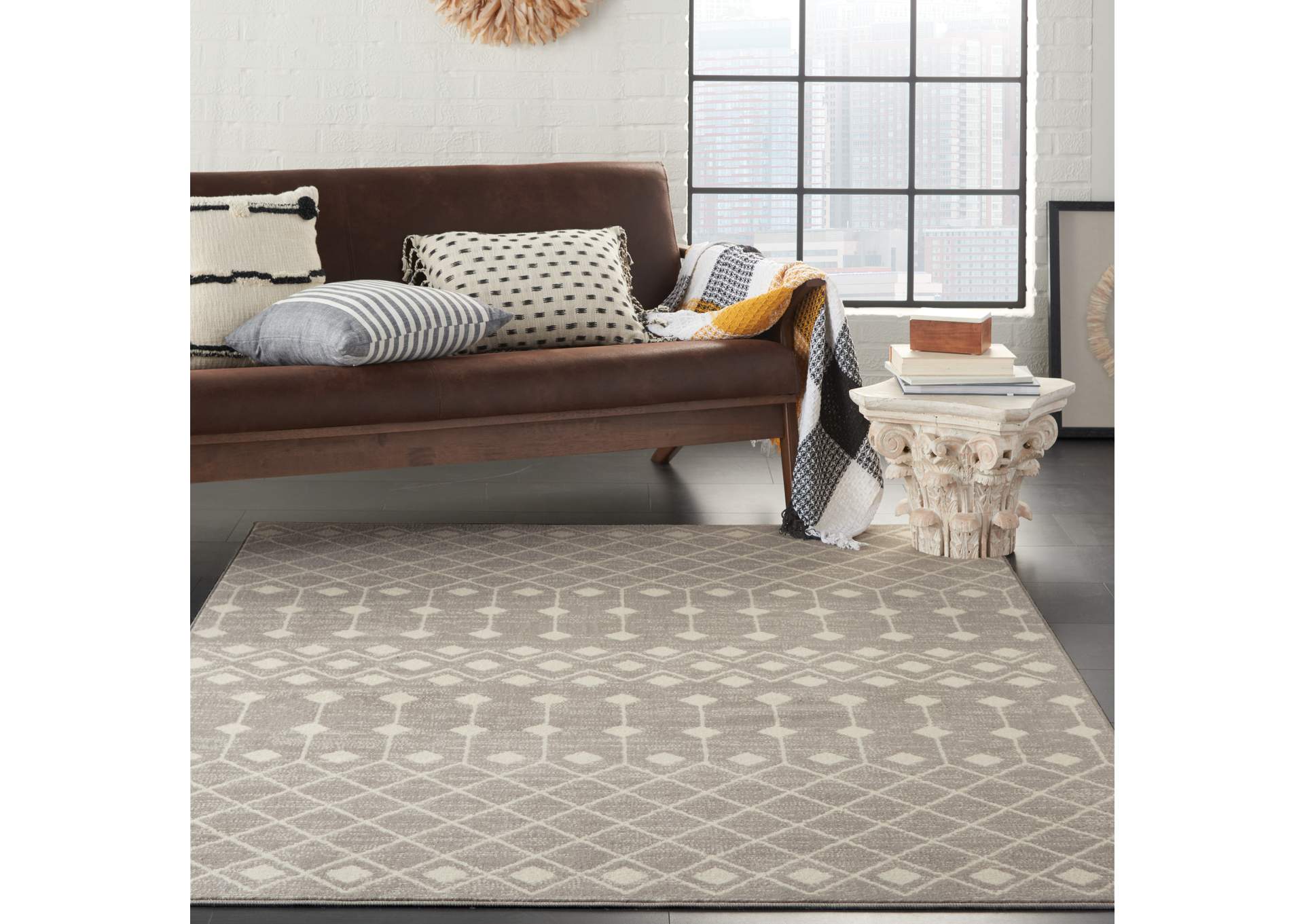 Nourison Grafix 5'x7' Grey Area Rug,Nourison