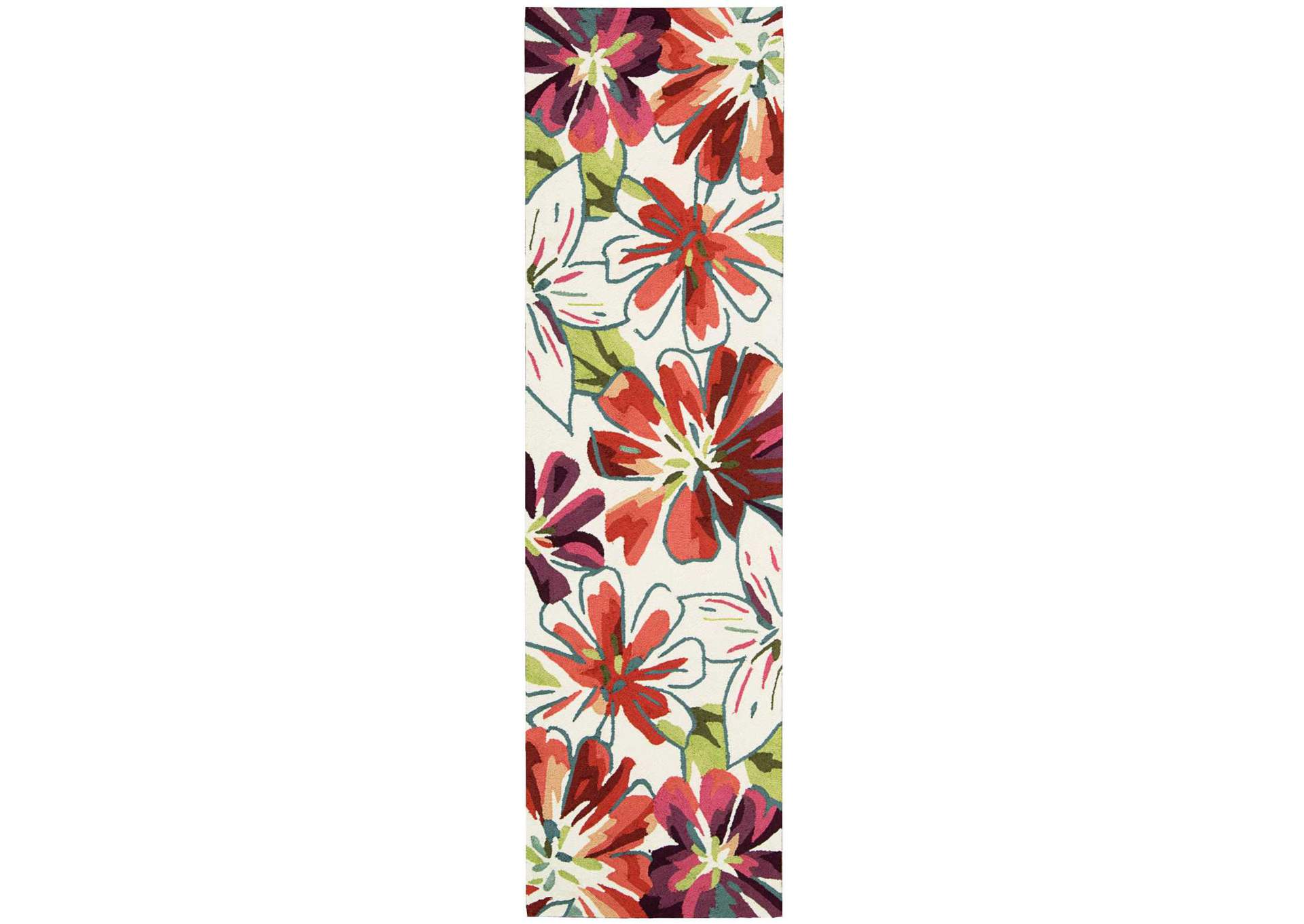 Nourison Fantasy FA16 White Multicolor 8' Runner Hallway Rug,Nourison