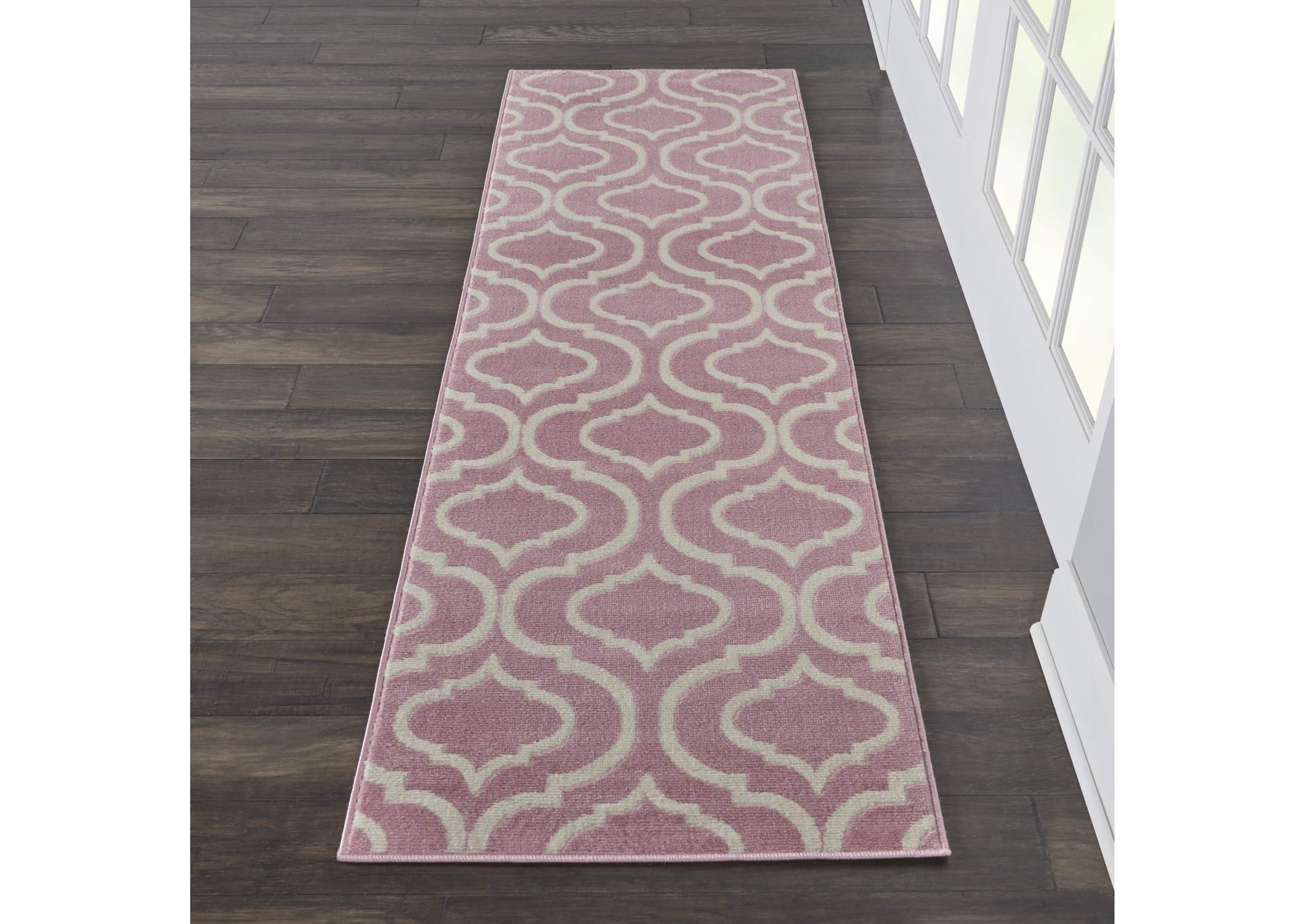 Nourison Jubilant JUB19 Pink 7' Runner Low-pile Hallway Rug,Nourison