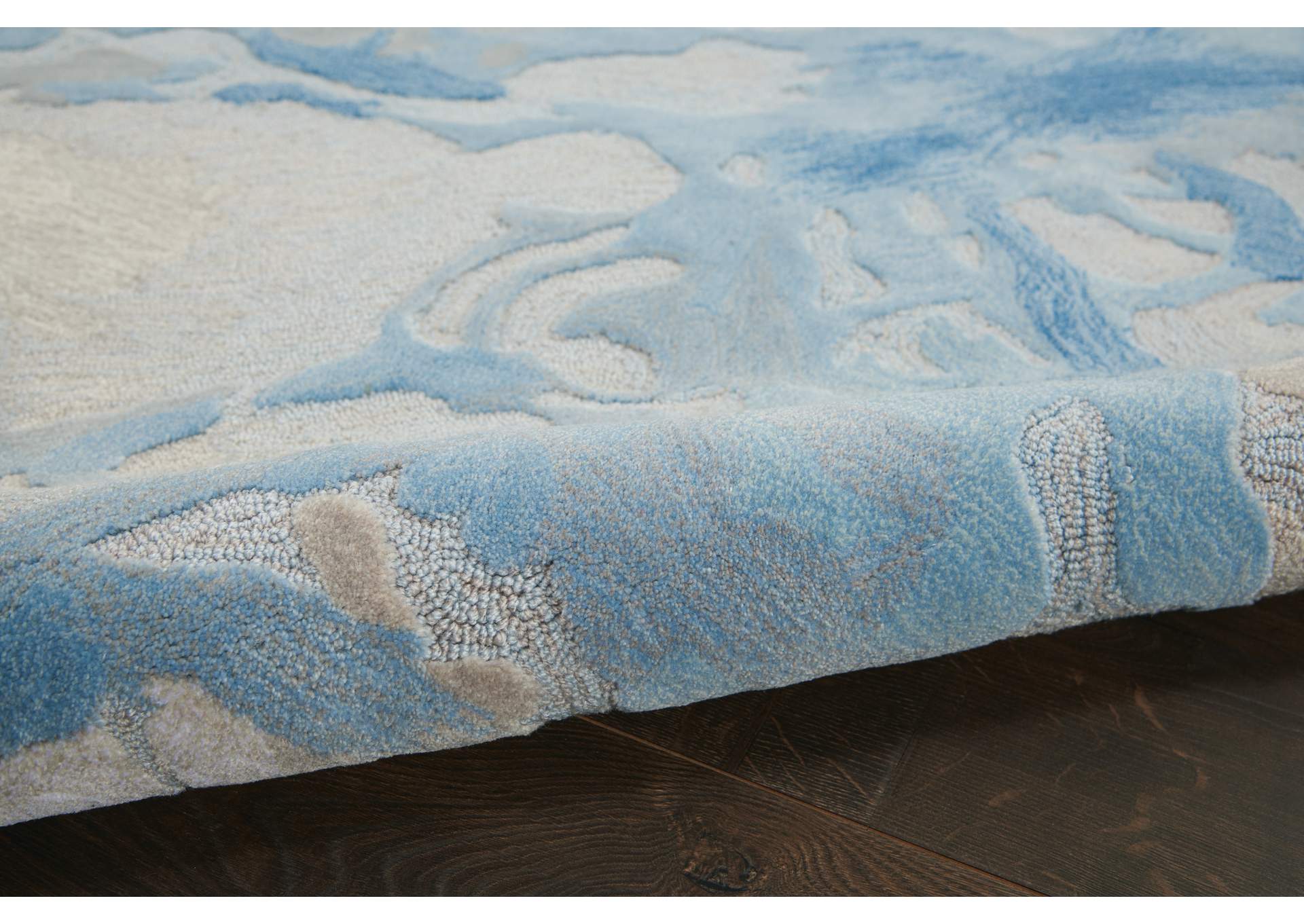 Nourison Symmetry SMM07 Beige and Blue 5'x8' Area Rug,Nourison