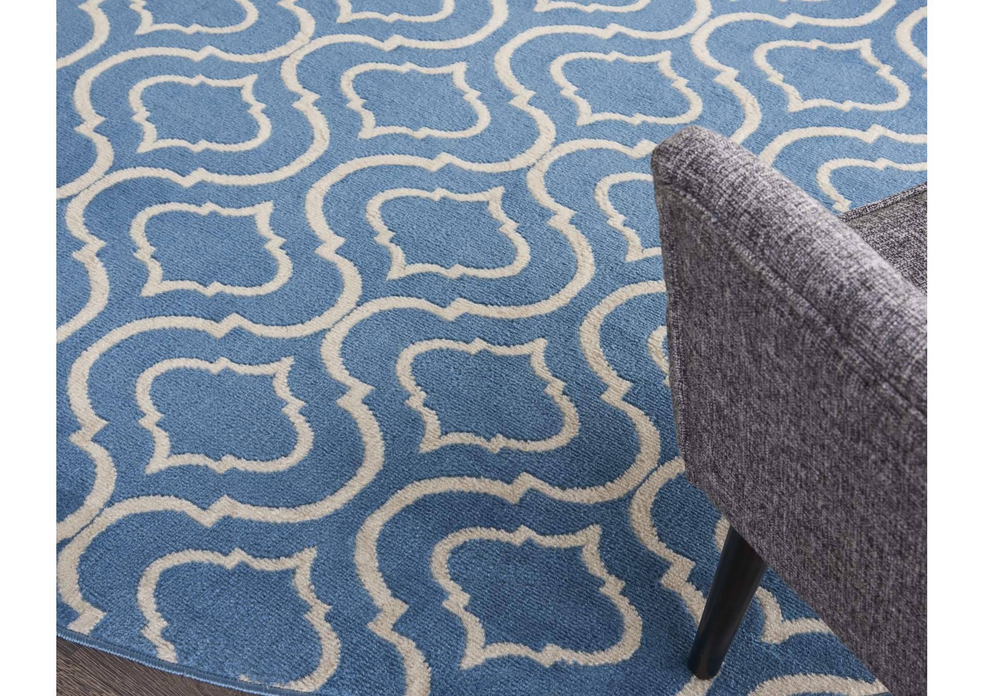 Nourison Jubilant JUB19 Blue 5' Round Moroccan Area Rug,Nourison
