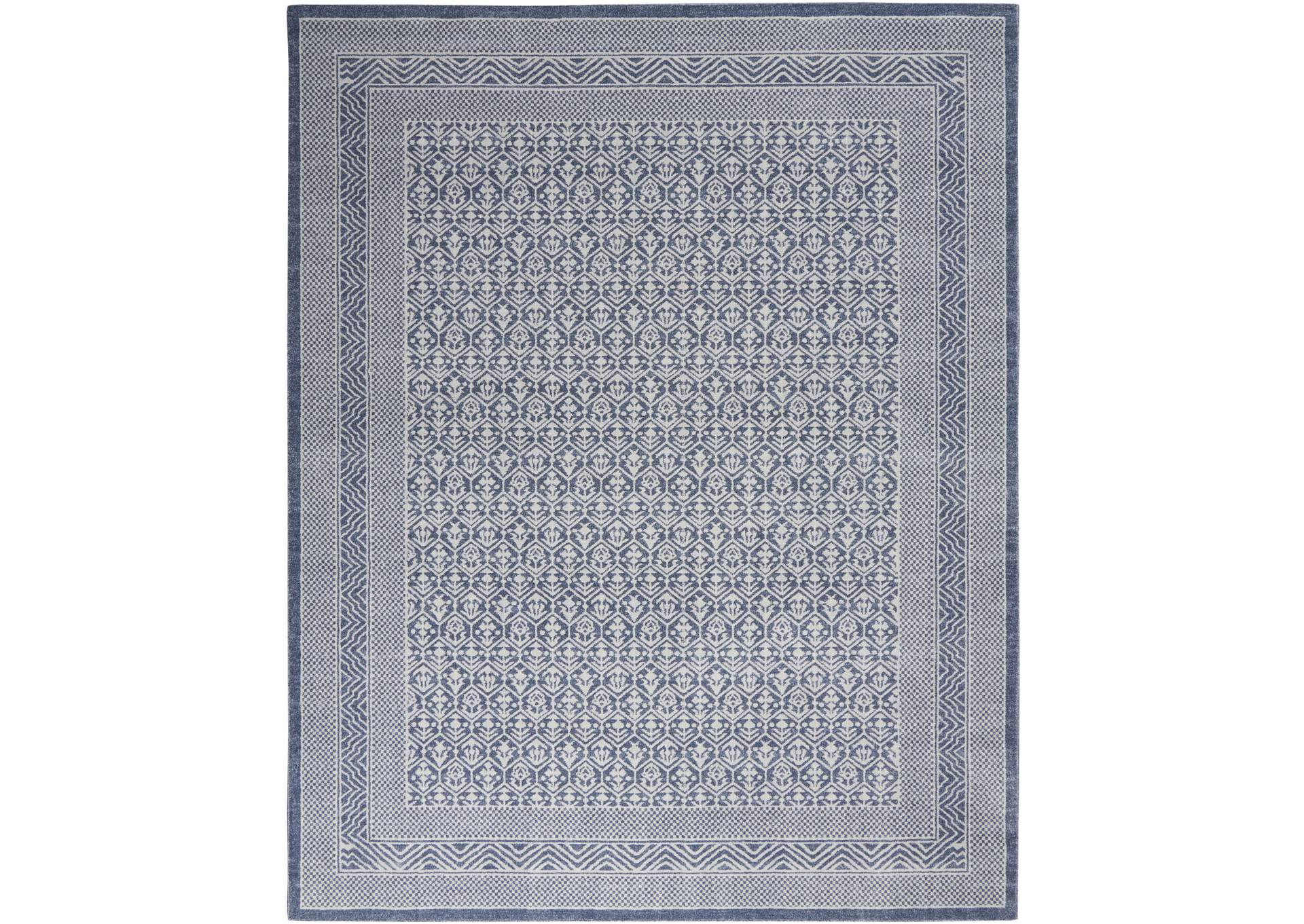 Nourison Palermo 7' x 10' Blue and Grey Distressed Bohemian Area Rug,Nourison