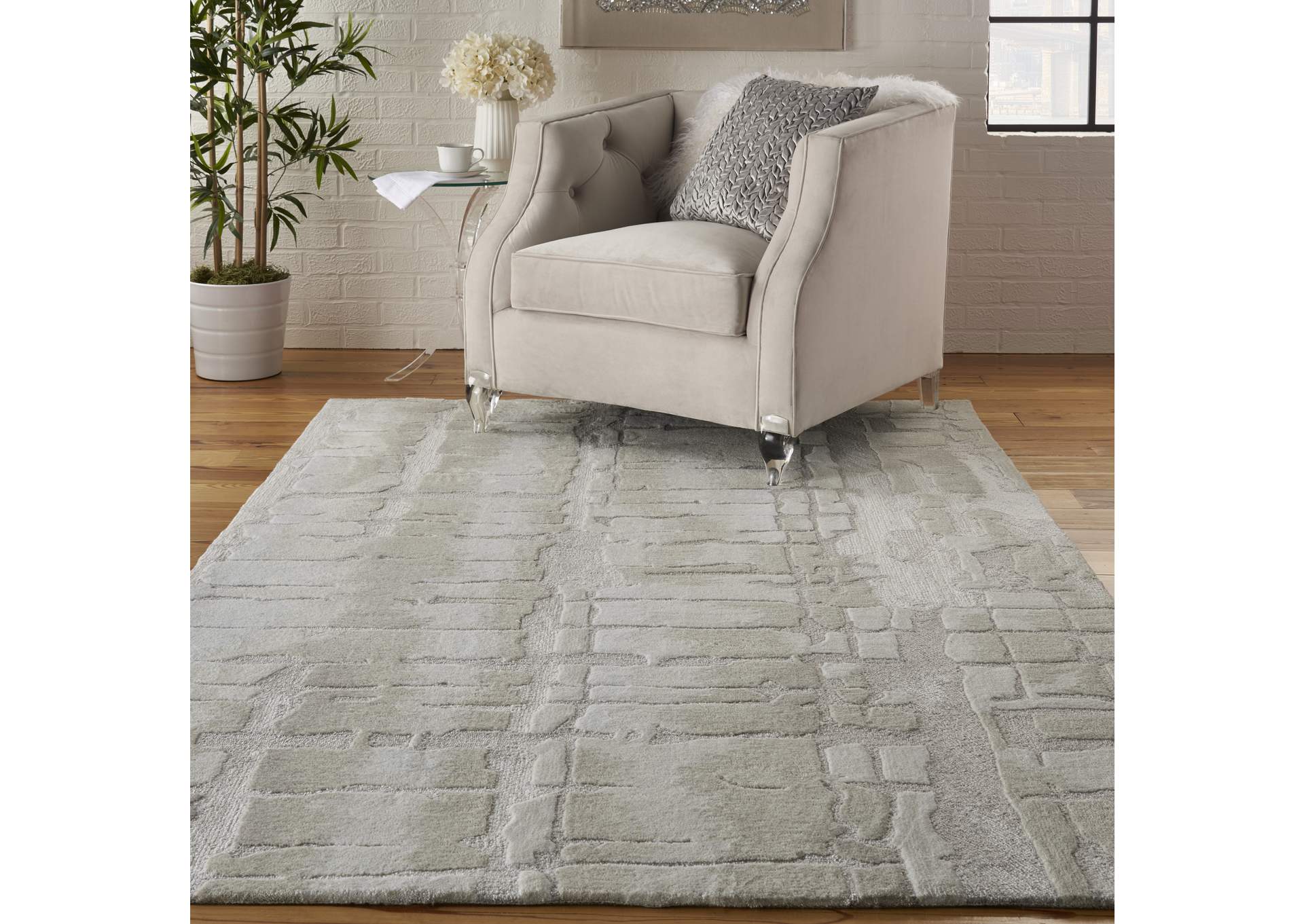 Nourison Symmetry SMM04 Ivory and Beige 5'x8' Area Rug,Nourison