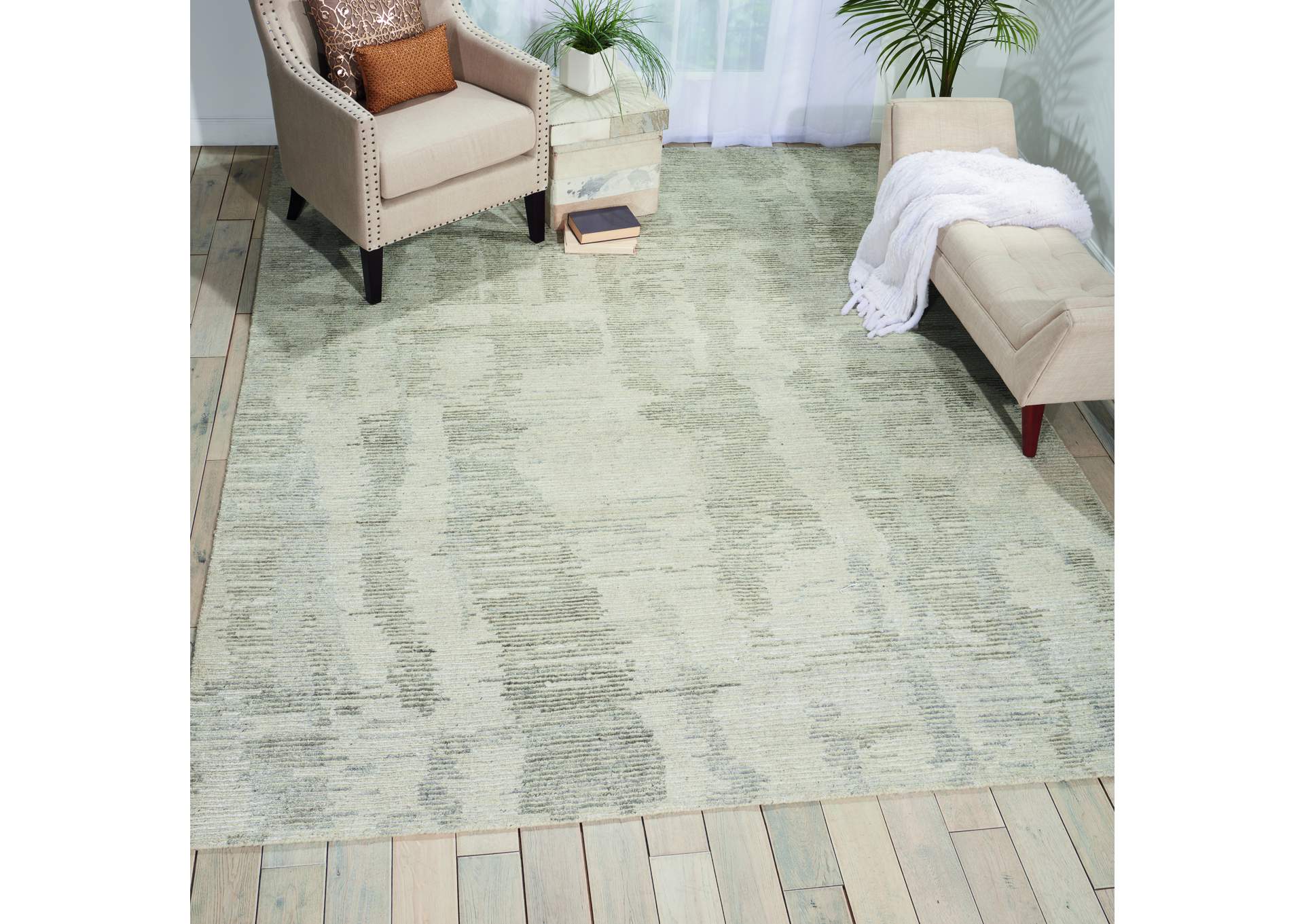 Nourison Ellora ELL01 Grey and White 8'x10' Large Handmade Rug,Nourison