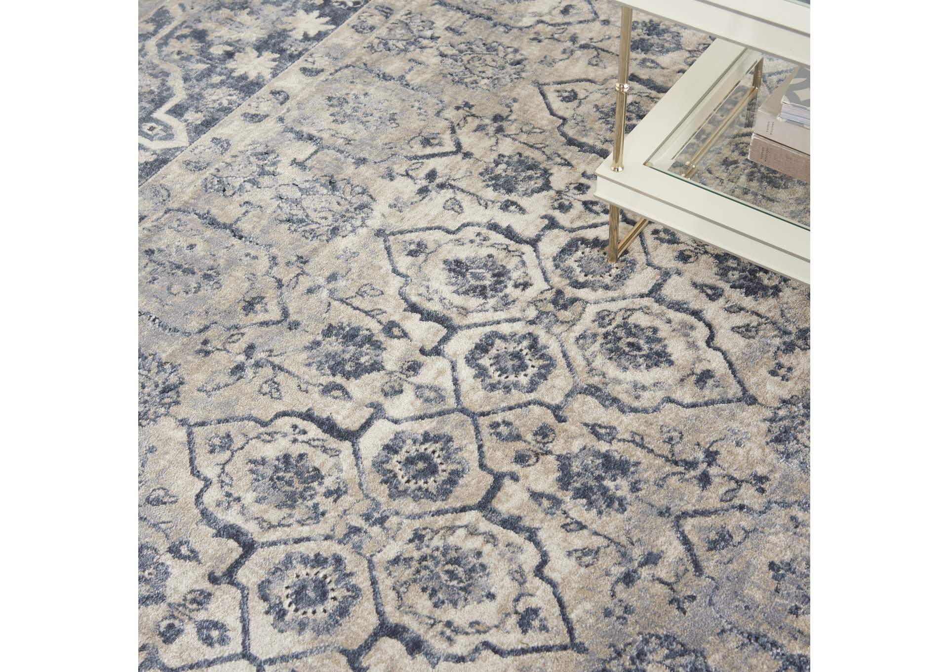 kathy ireland Home Malta MAI04 Blue and Ivory 8'x11' Rug,Nourison