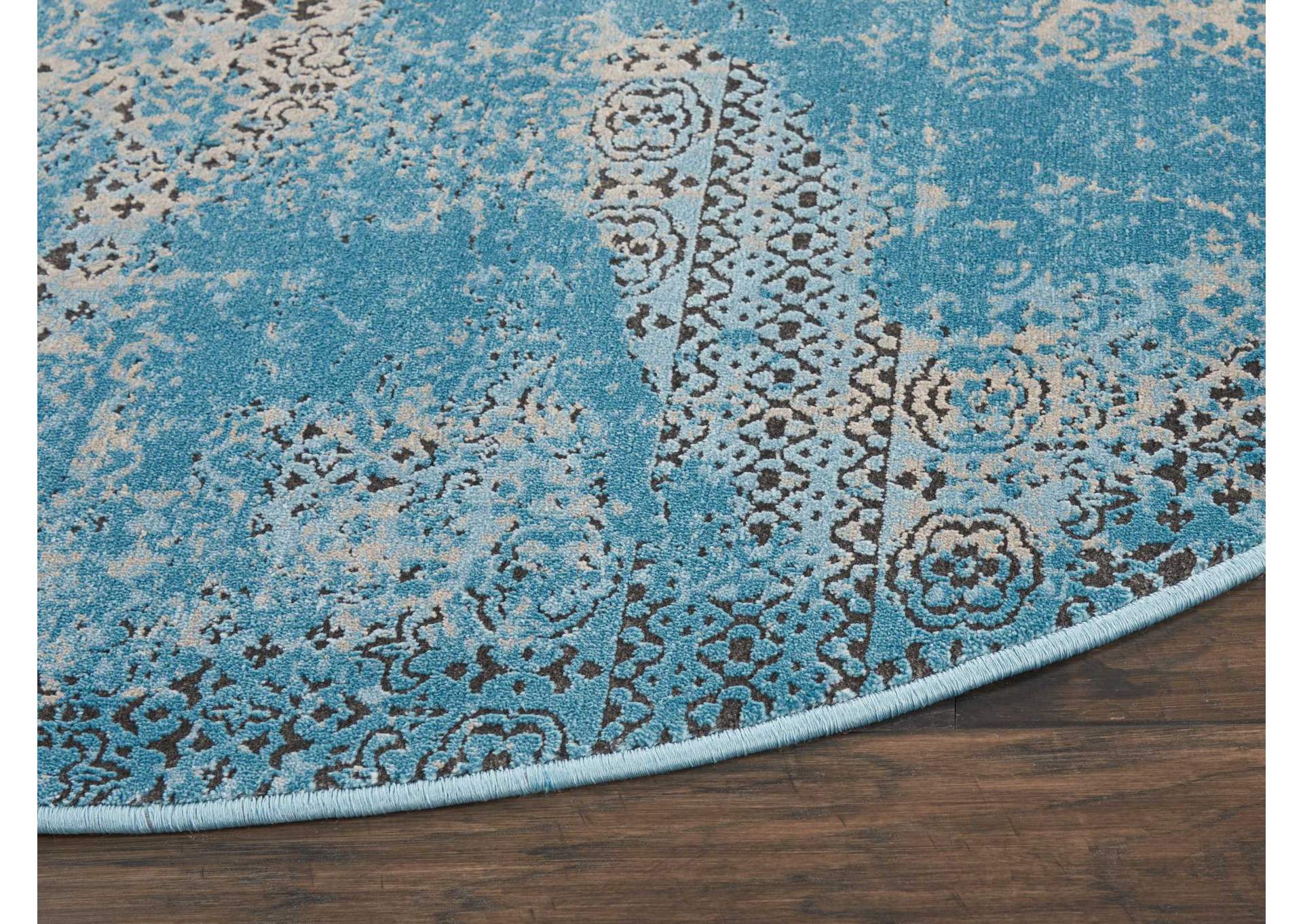 Nourison Karma KRM01 Blue 5' Round Area Rug,Nourison