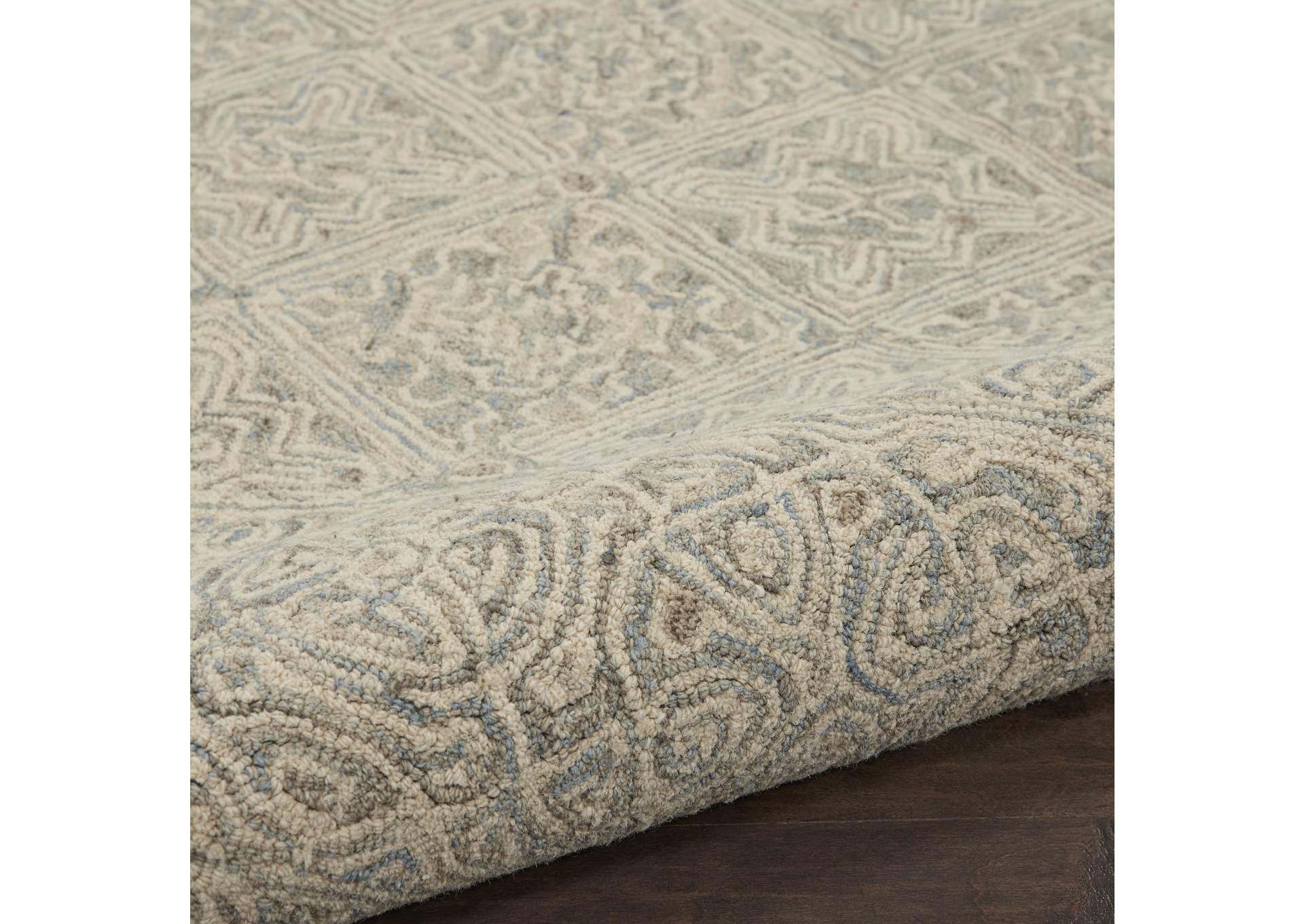 Nourison Azura AZM01 Light Blue and White 8'x11' Oversized Handcrafted Rug,Nourison