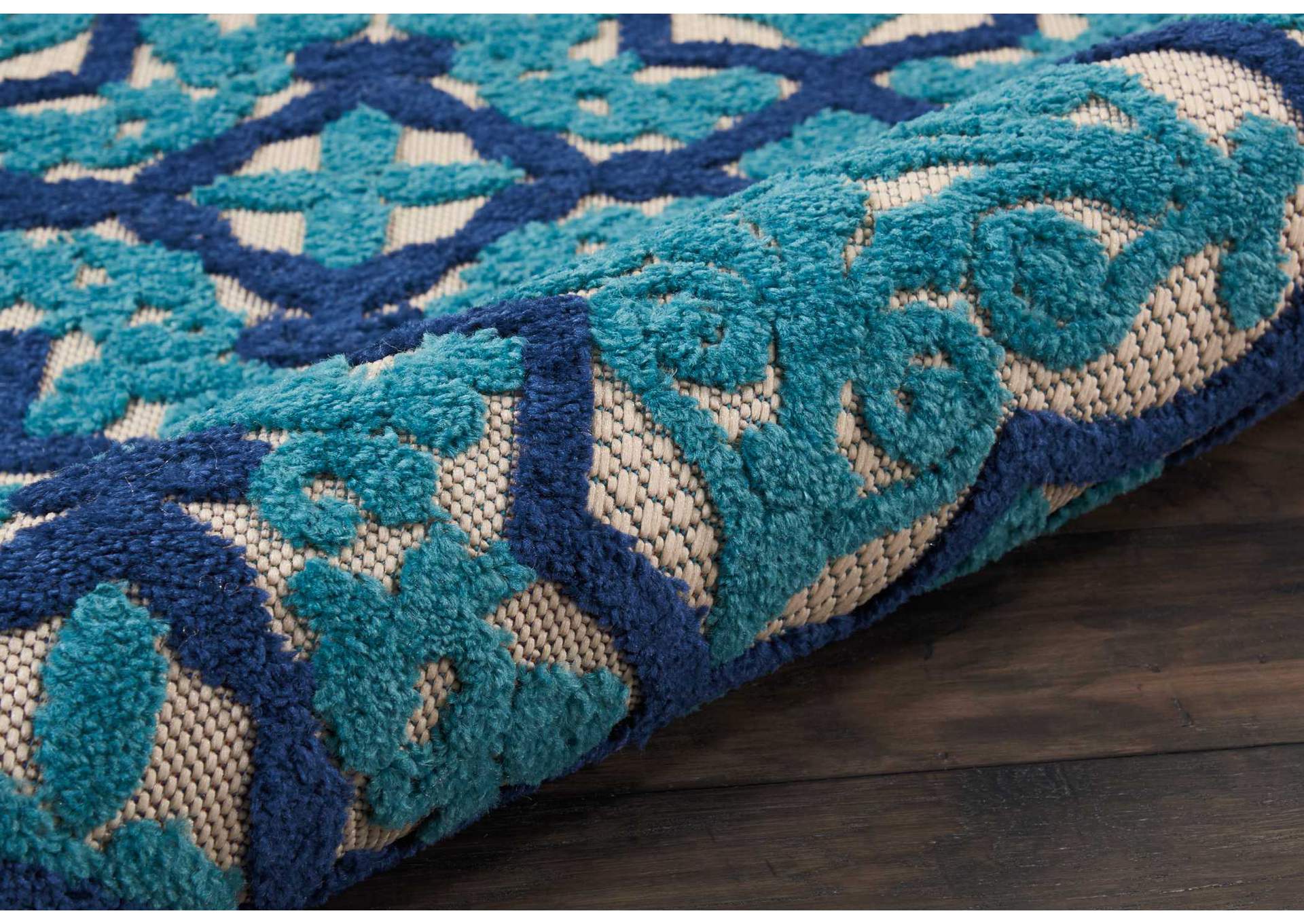 Nourison Aloha ALH14 Dark Blue and Ivory 3'x4' Indoor-outdoor Area Rug,Nourison