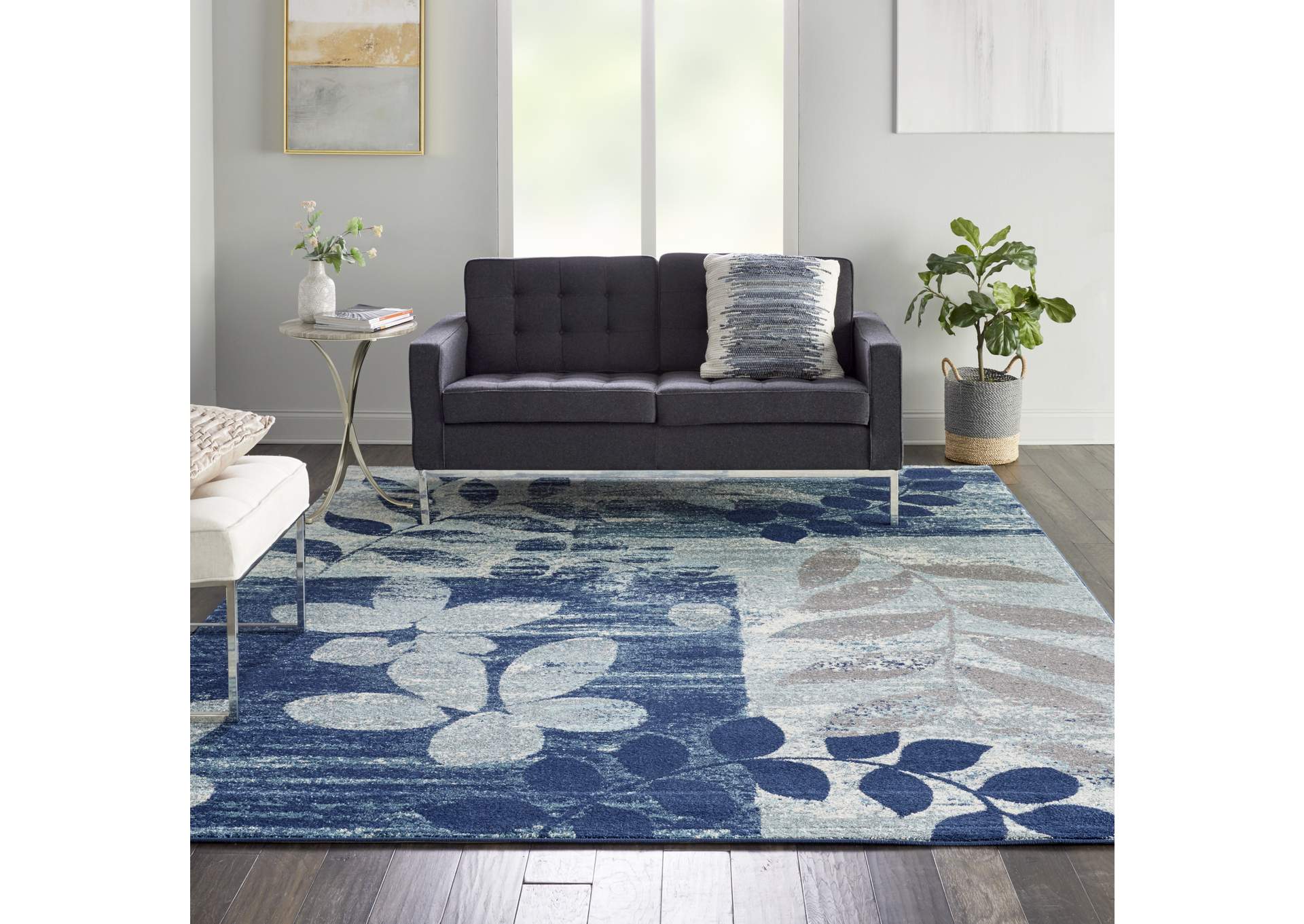 Nourison Tranquil TRA01 Navy Blue 9'x12' Oversized Rug,Nourison