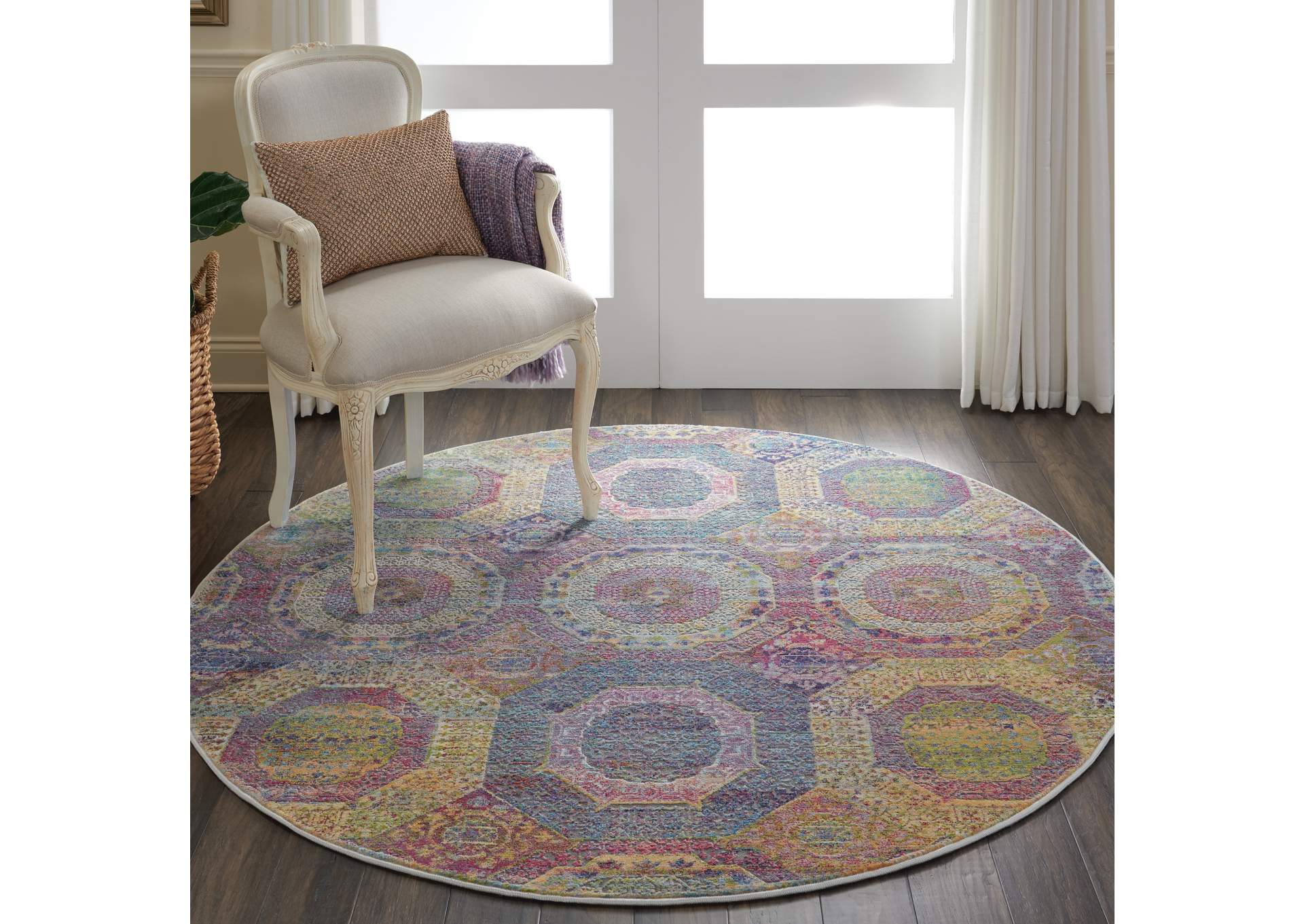 Nourison Ankara Global ANR05 Multicolor 6' Round Boho Area Rug,Nourison