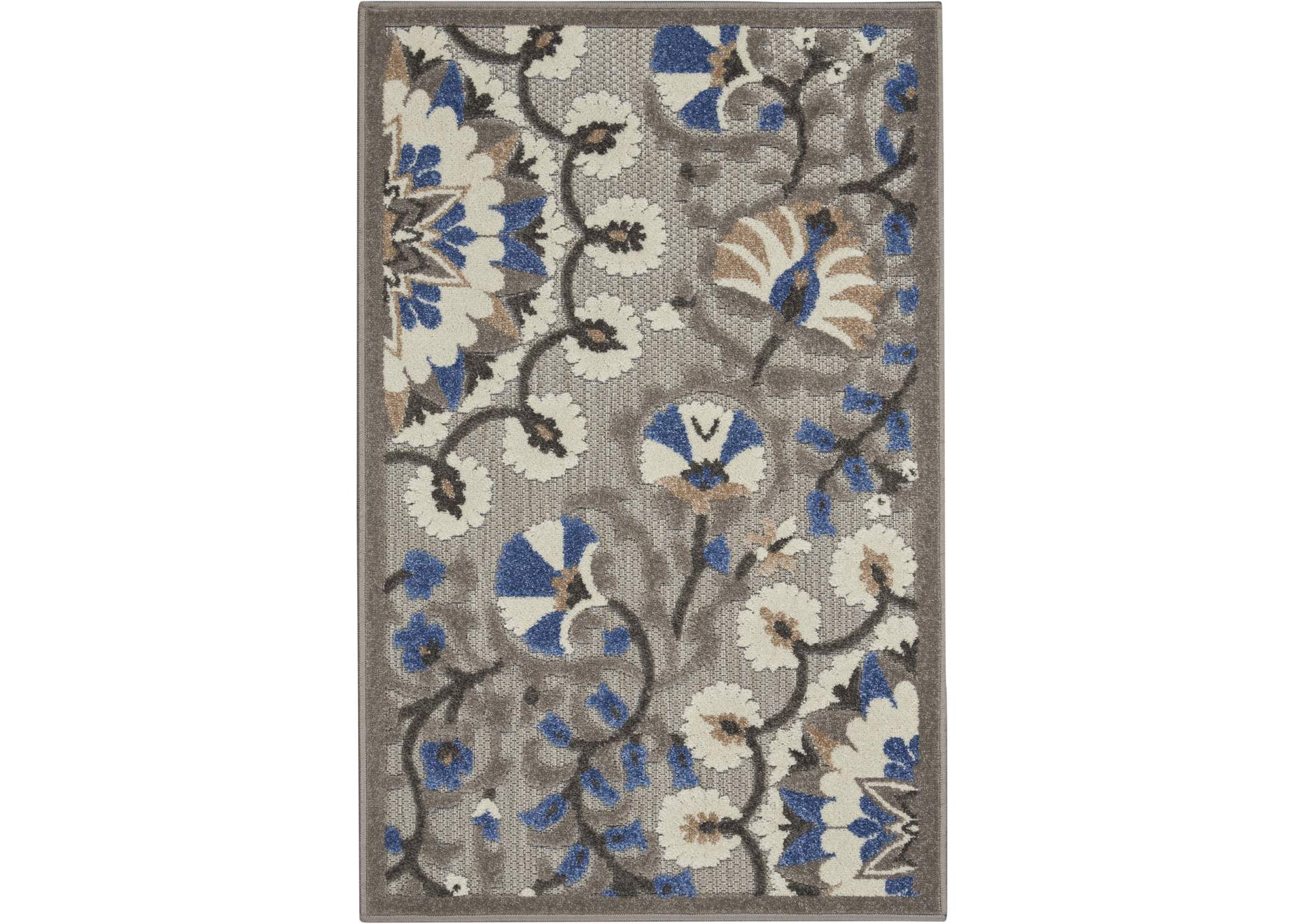 Nourison Aloha 3'x4' Grey Patio Area Rug,Nourison