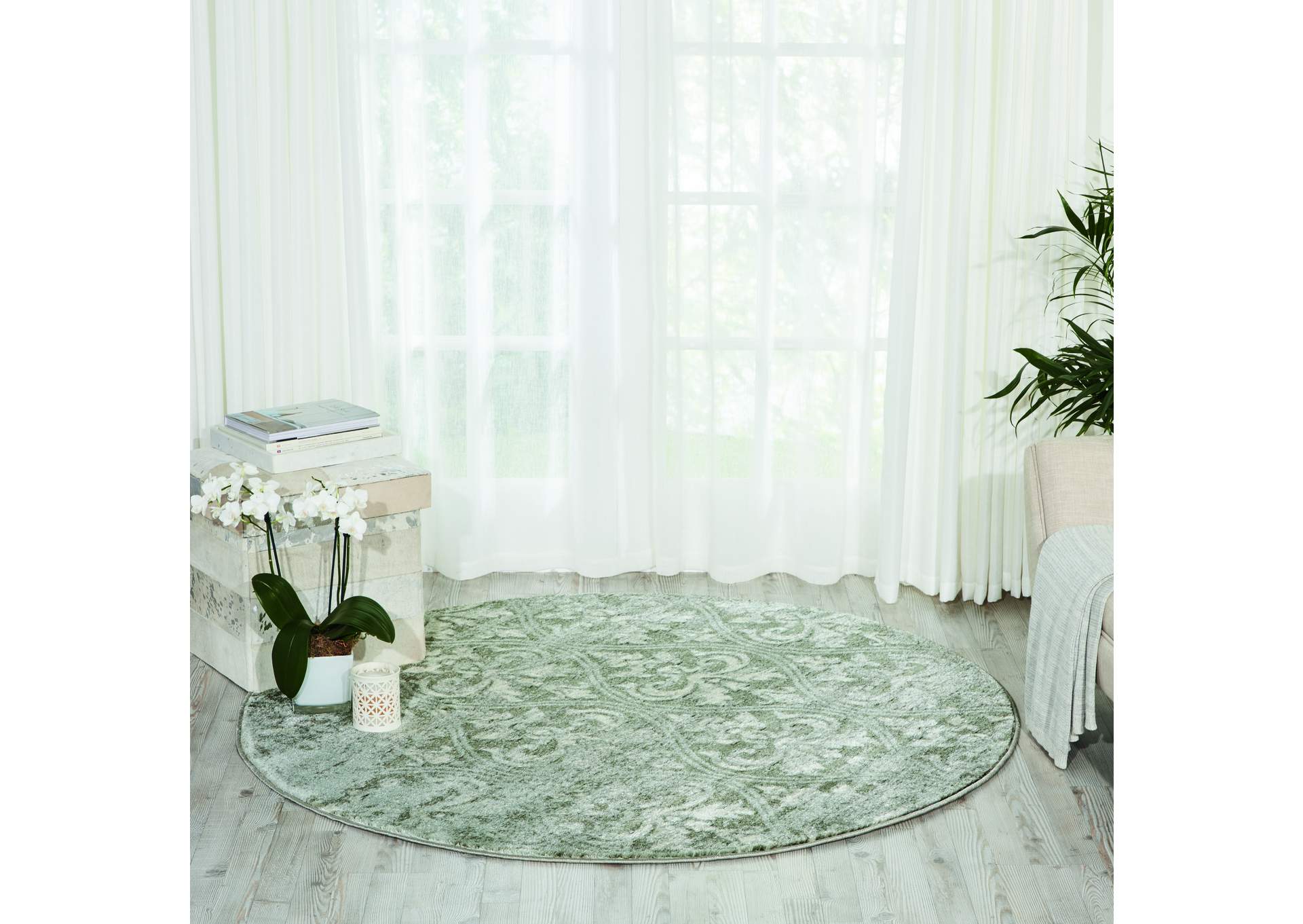 Nourison Euphoria EUP06 Grey 5' Round Area Rug,Nourison