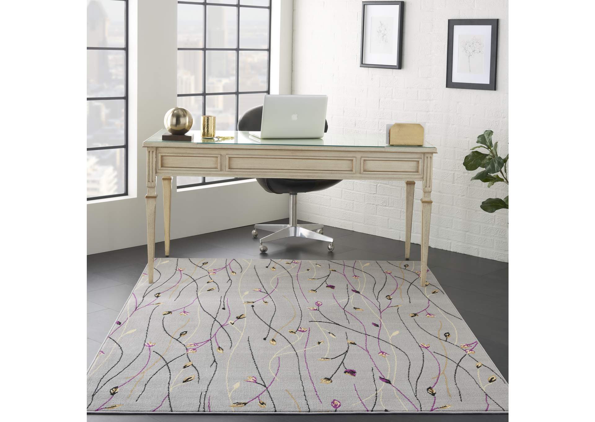 Nourison Grafix GRF15 Grey 5'x7' Area Rug,Nourison