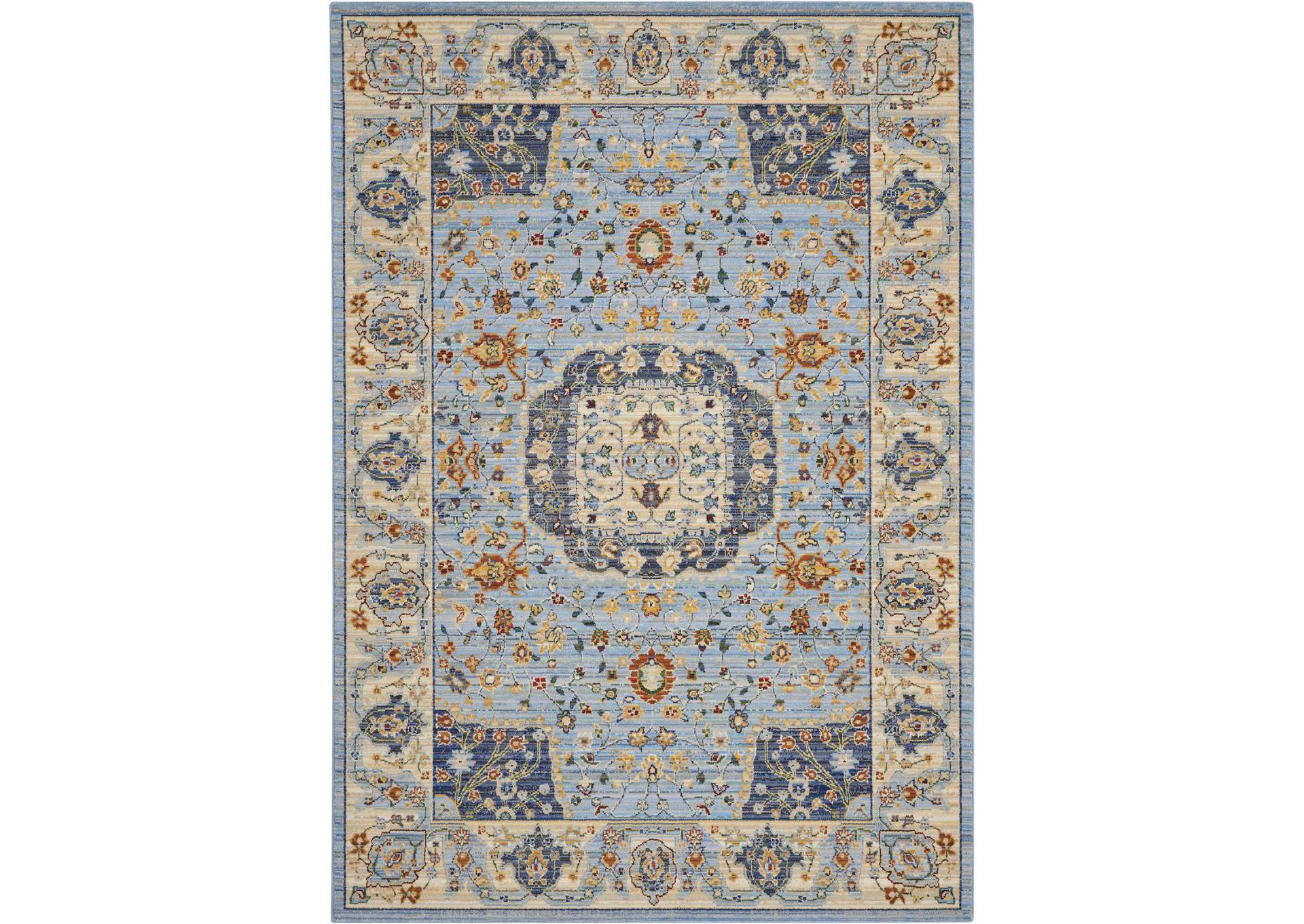 Nourison Majestic 6'x8' Light Blue Multicolor Persian Area Rug,Nourison