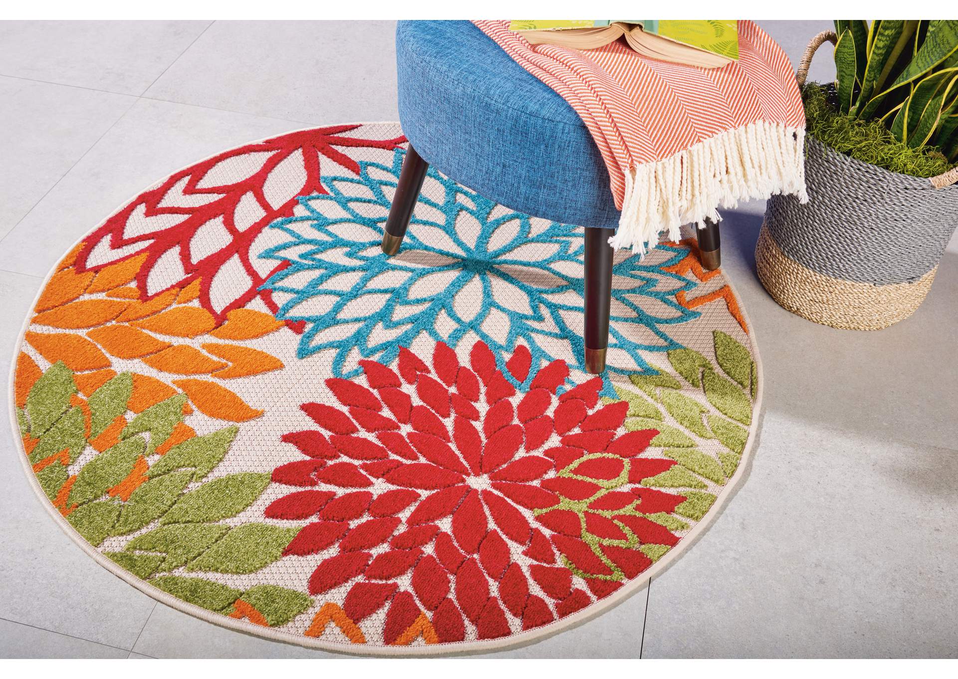 Nourison Aloha ALH05 Green 4' Round Indoor-outdoor Area Rug,Nourison