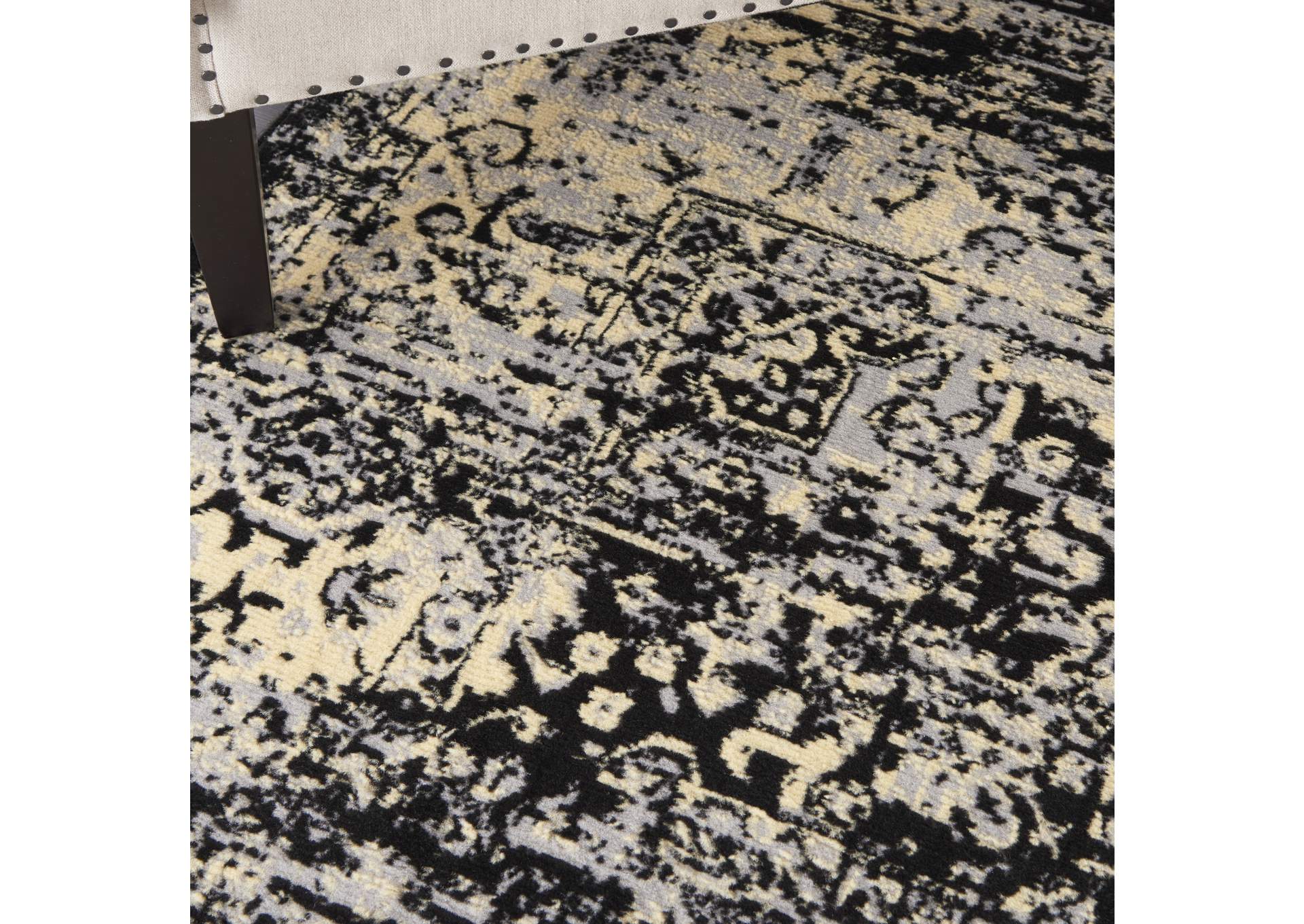 Nourison Grafix GRF14 Black and White 8'x10' Large Rug,Nourison