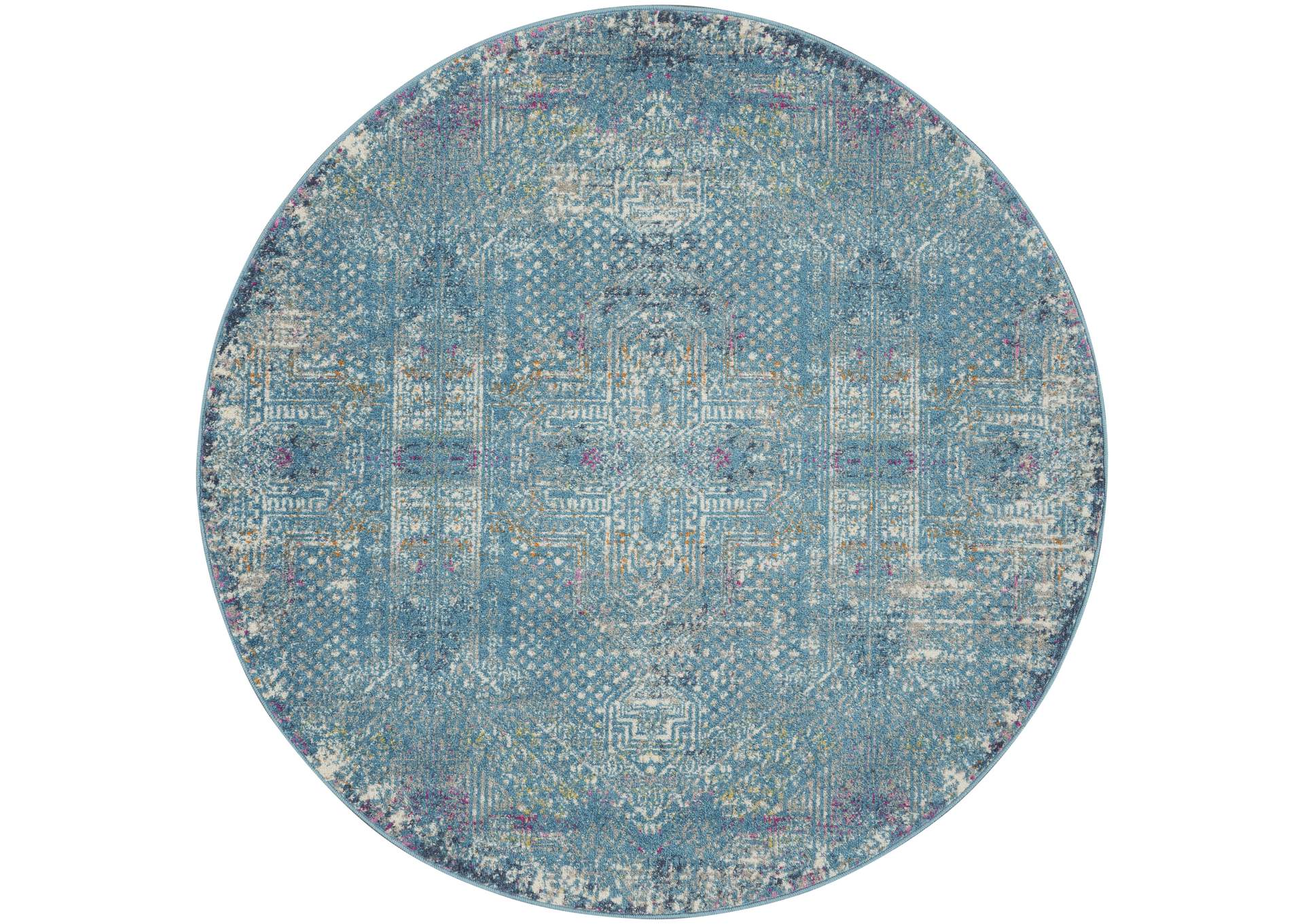 Nourison Passion 4' Round Blue Area Rug,Nourison