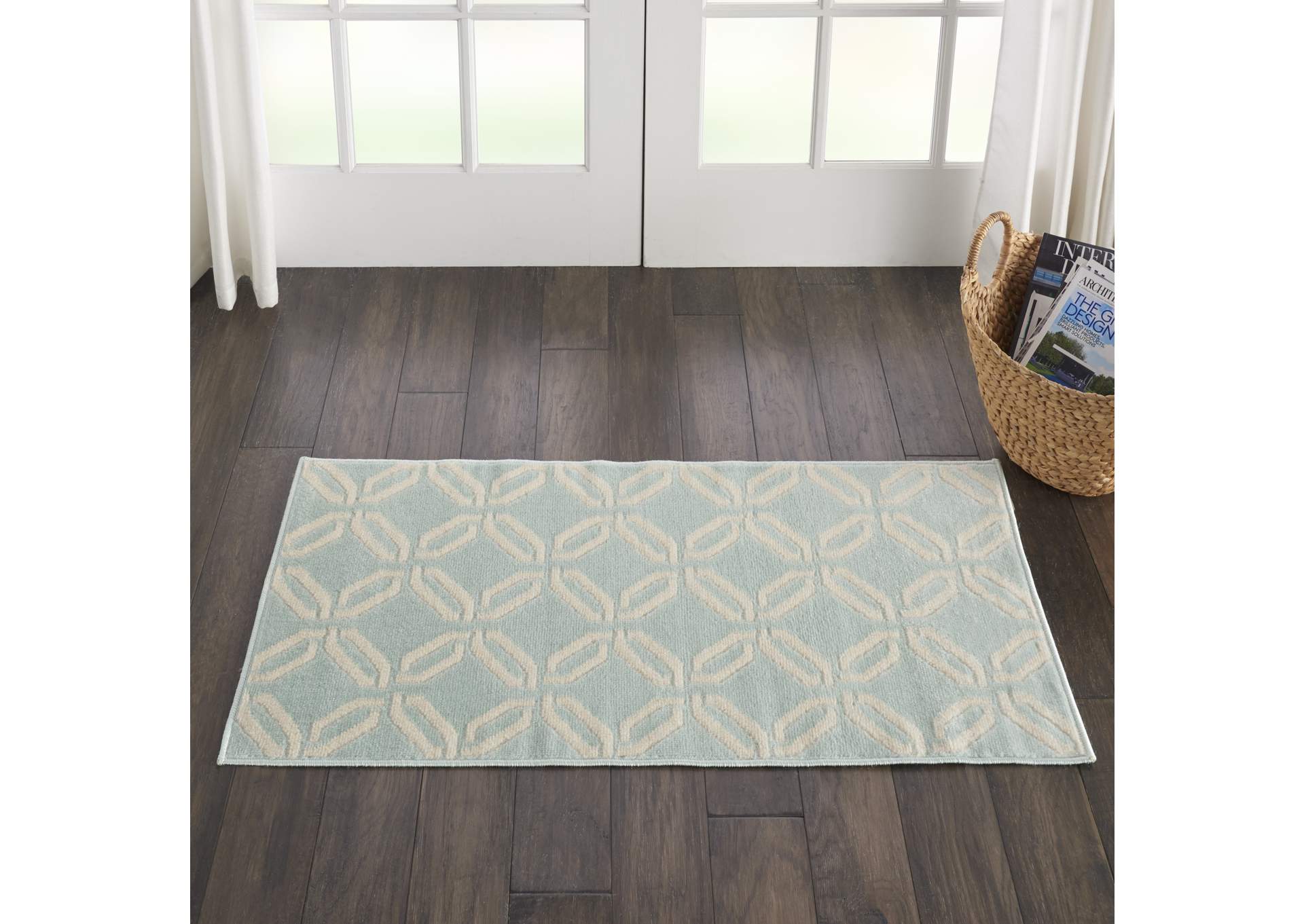 Nourison Jubilant 2' x 4' Small Aqua Trellis Area Rug,Nourison