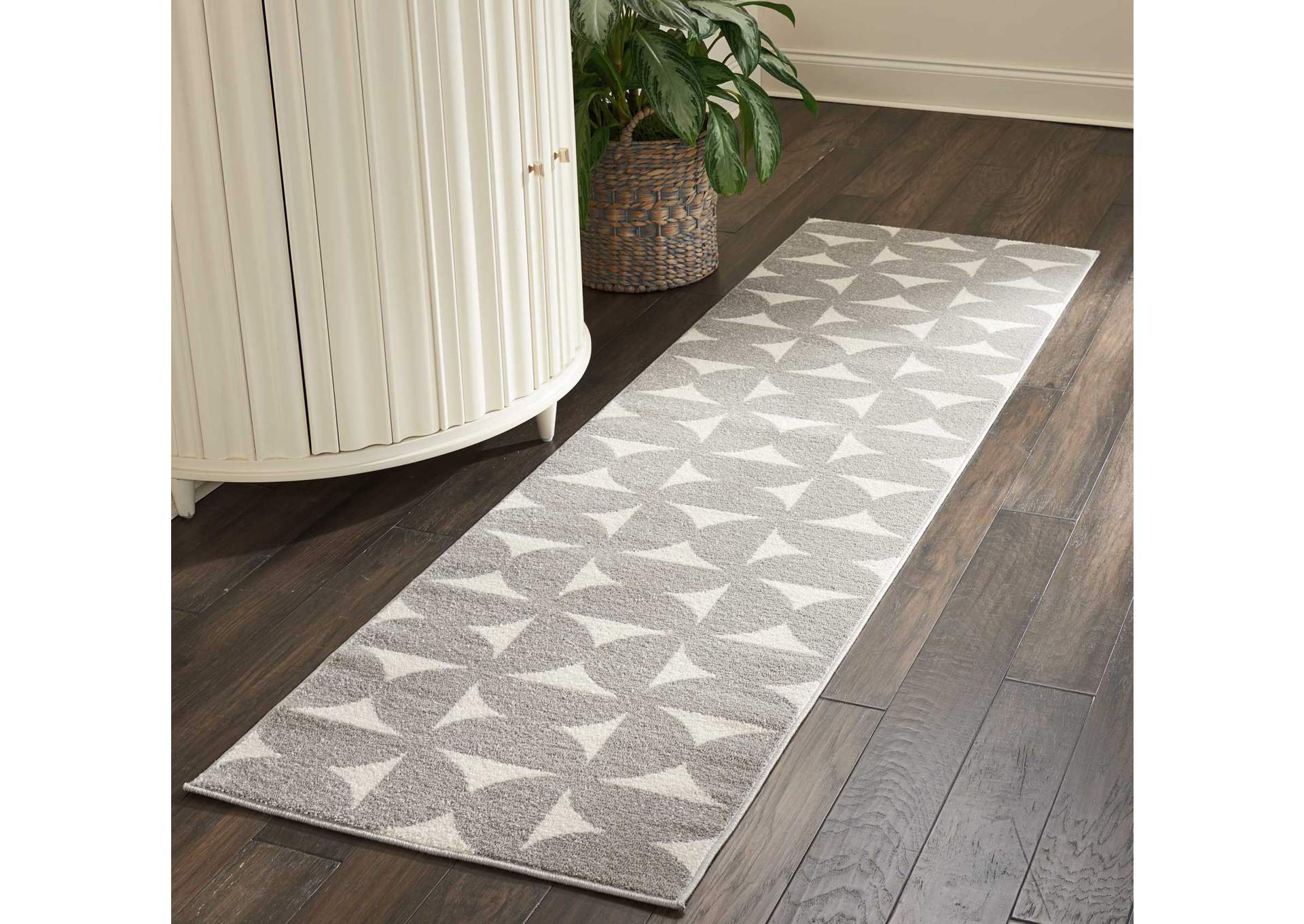 Nourison Harper DS301 Grey 8' Runner Hallway Rug,Nourison
