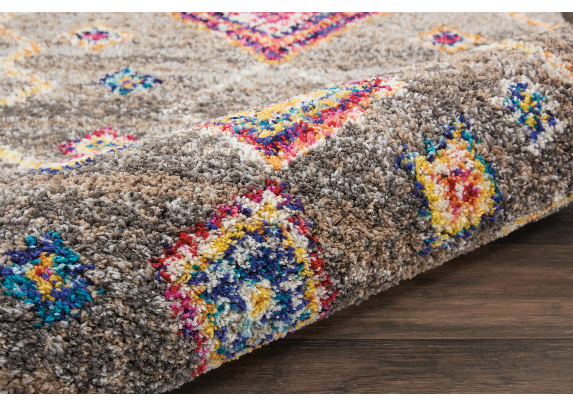 Nourison Nomad NMD05 Grey Multicolor 6' Runner Hallway Rug,Nourison
