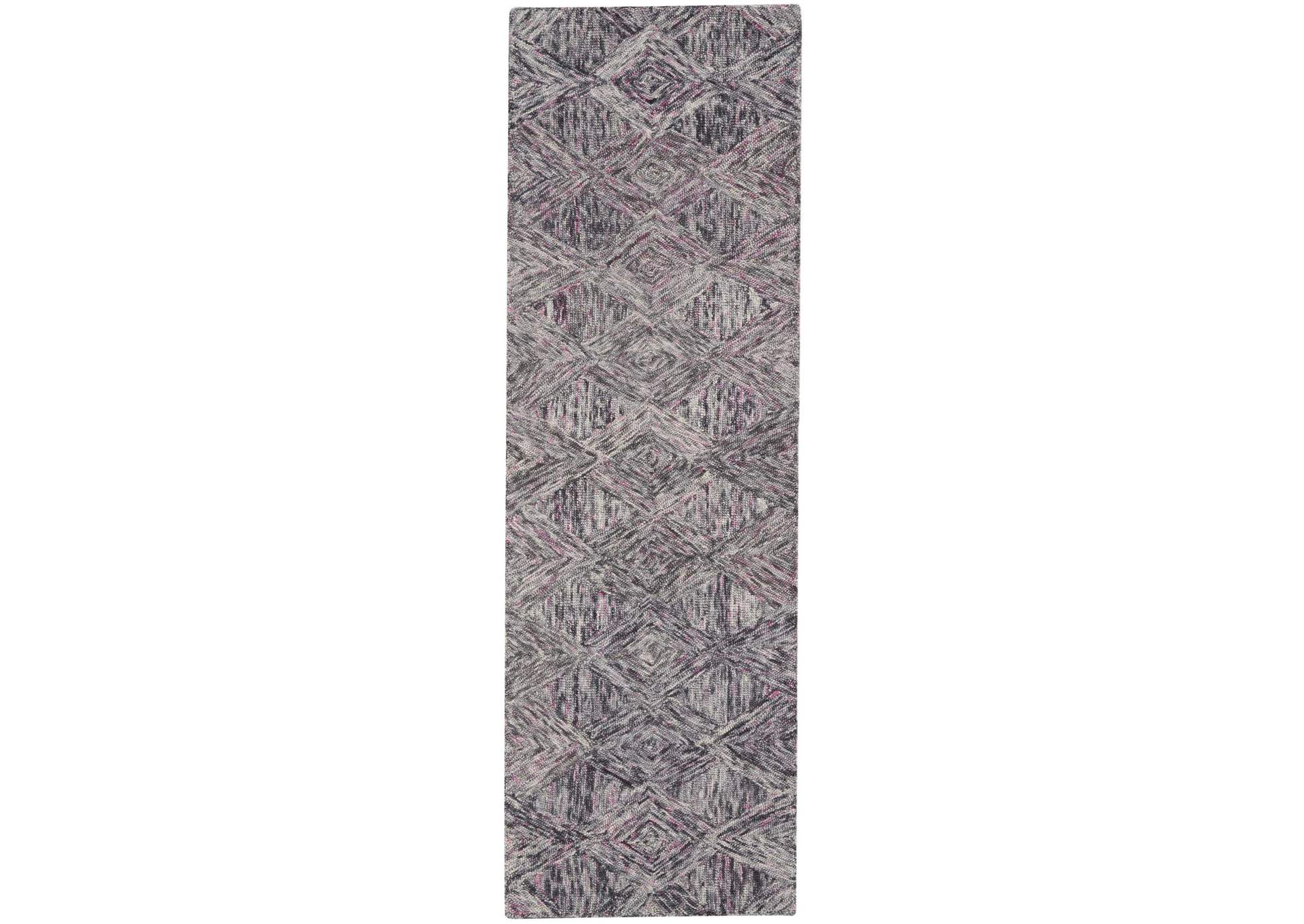 Nourison Linked Grey 8' Runner Wool Hallway Rug,Nourison