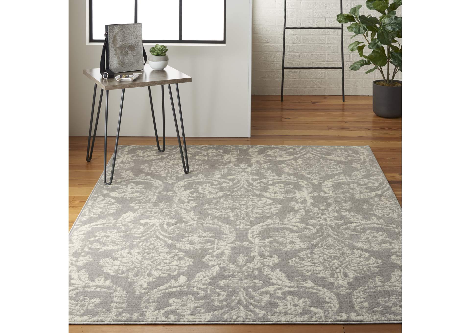 Nourison Jubilant JUB09 Grey 4'x6' Farmhouse Area Rug,Nourison