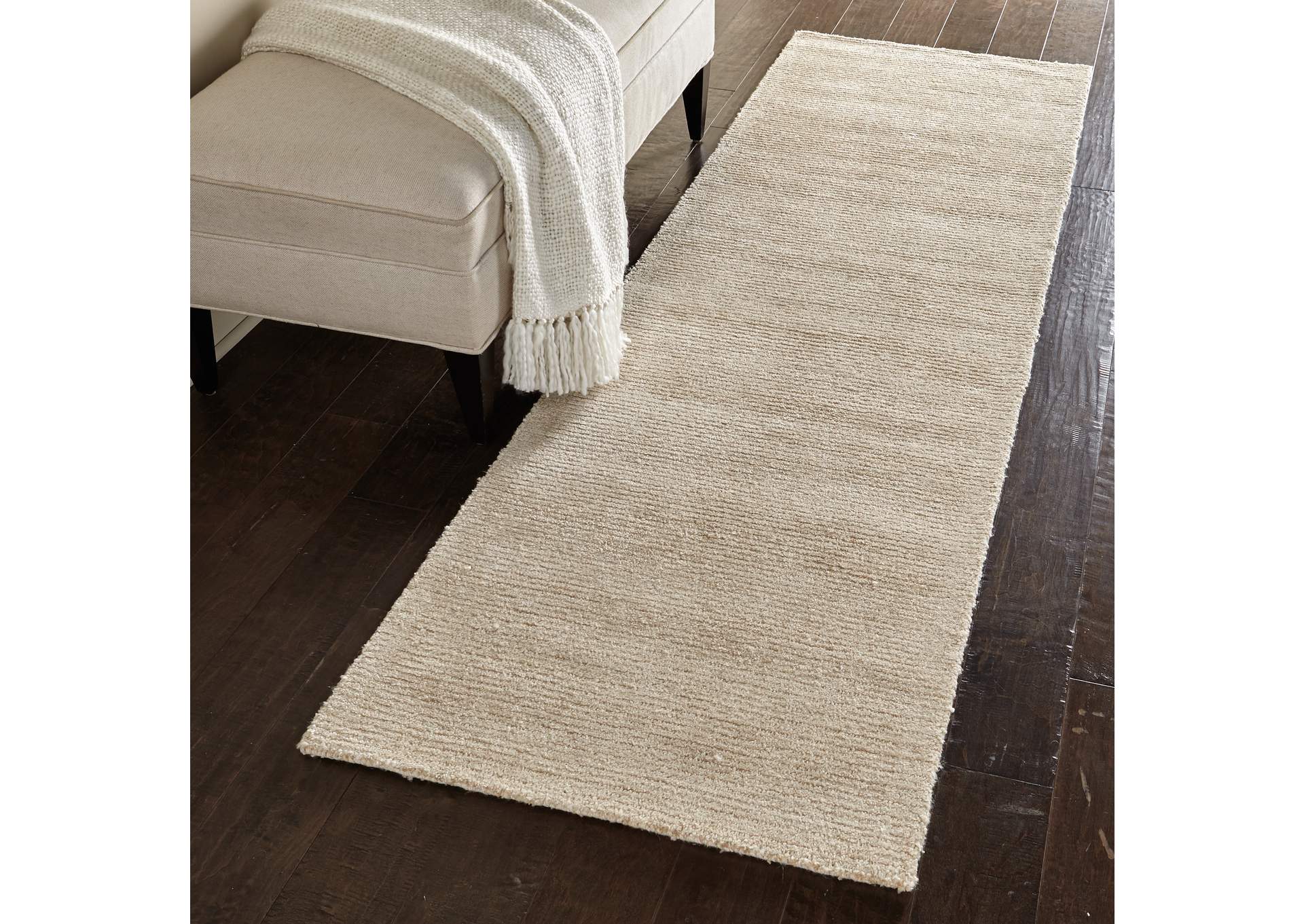 Nourison Weston WES01 Beige 8' Runner Textured Hallway Rug,Nourison