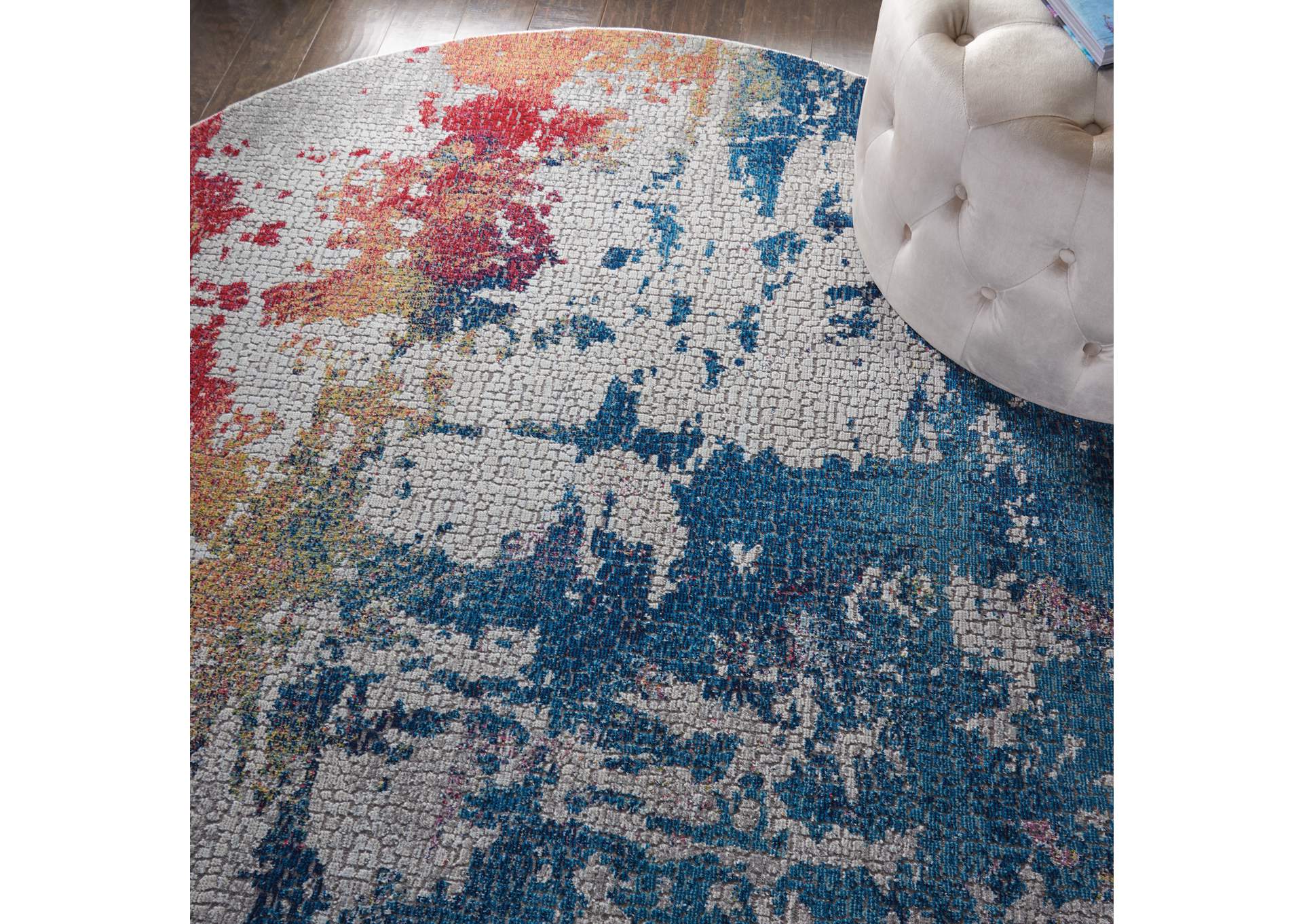 Nourison Ankara Global ANR10 Multicolor 6' Round Abstract Area Rug,Nourison