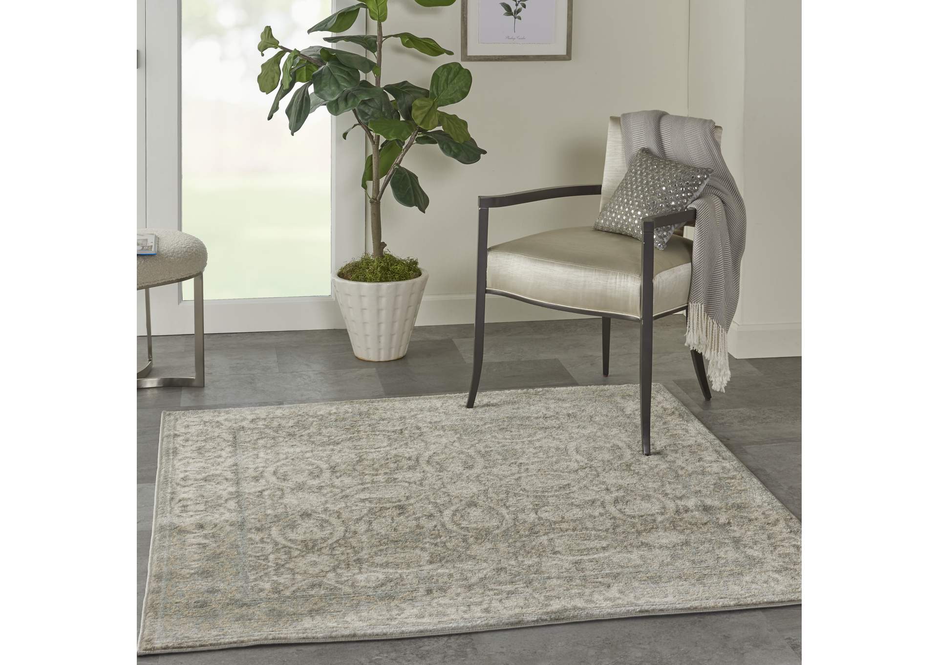 Nourison Euphoria EUP05 Grey 5' Square Area Rug,Nourison
