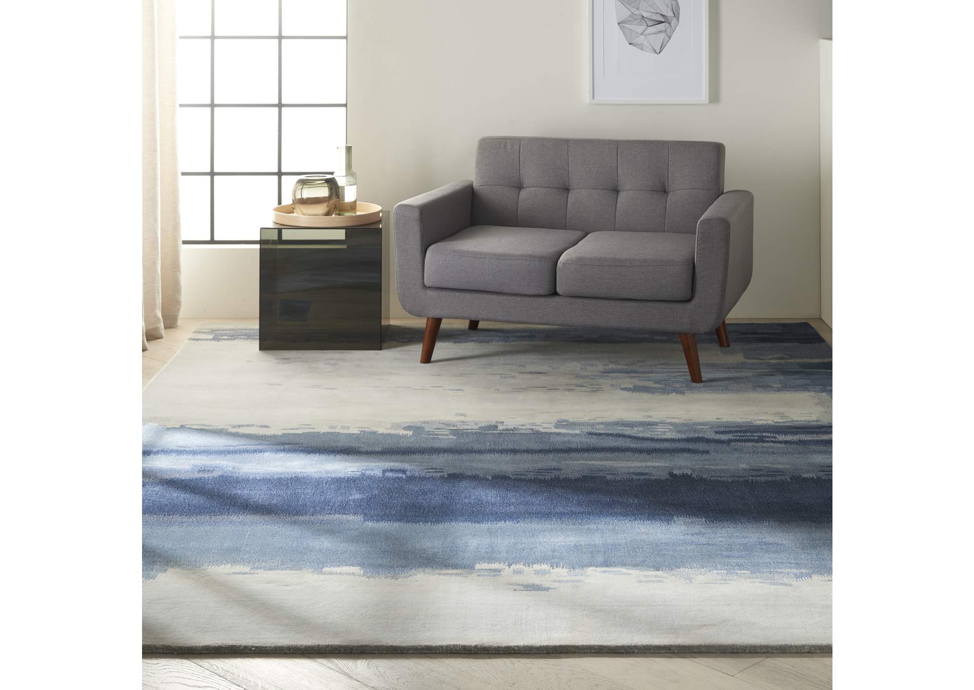 Calvin Klein Home Luster Wash SW17 Blue 8'x11' Rug,Nourison