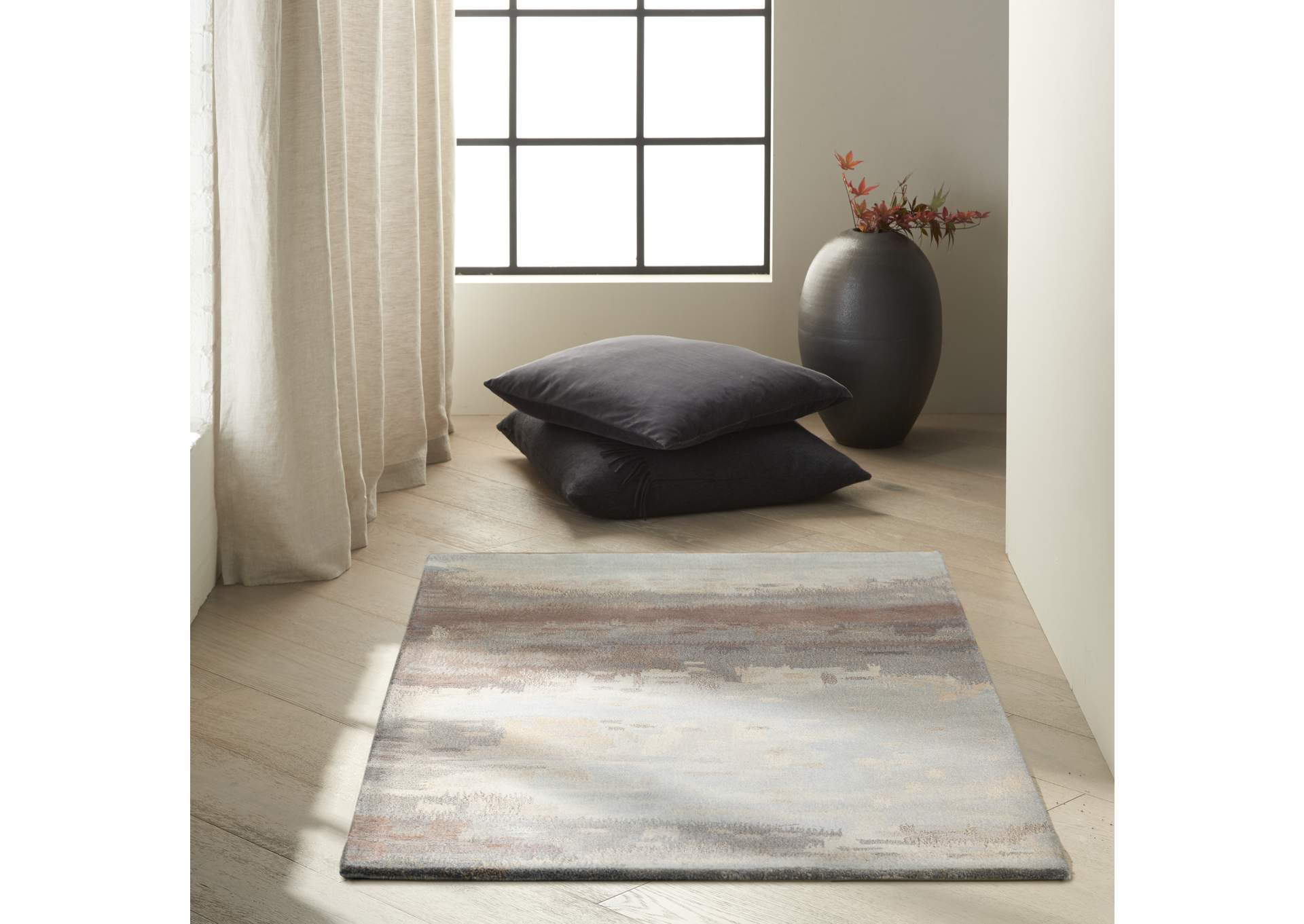Calvin Klein Home Luster Wash SW12 Grey 3'x5' Area Rug,Nourison