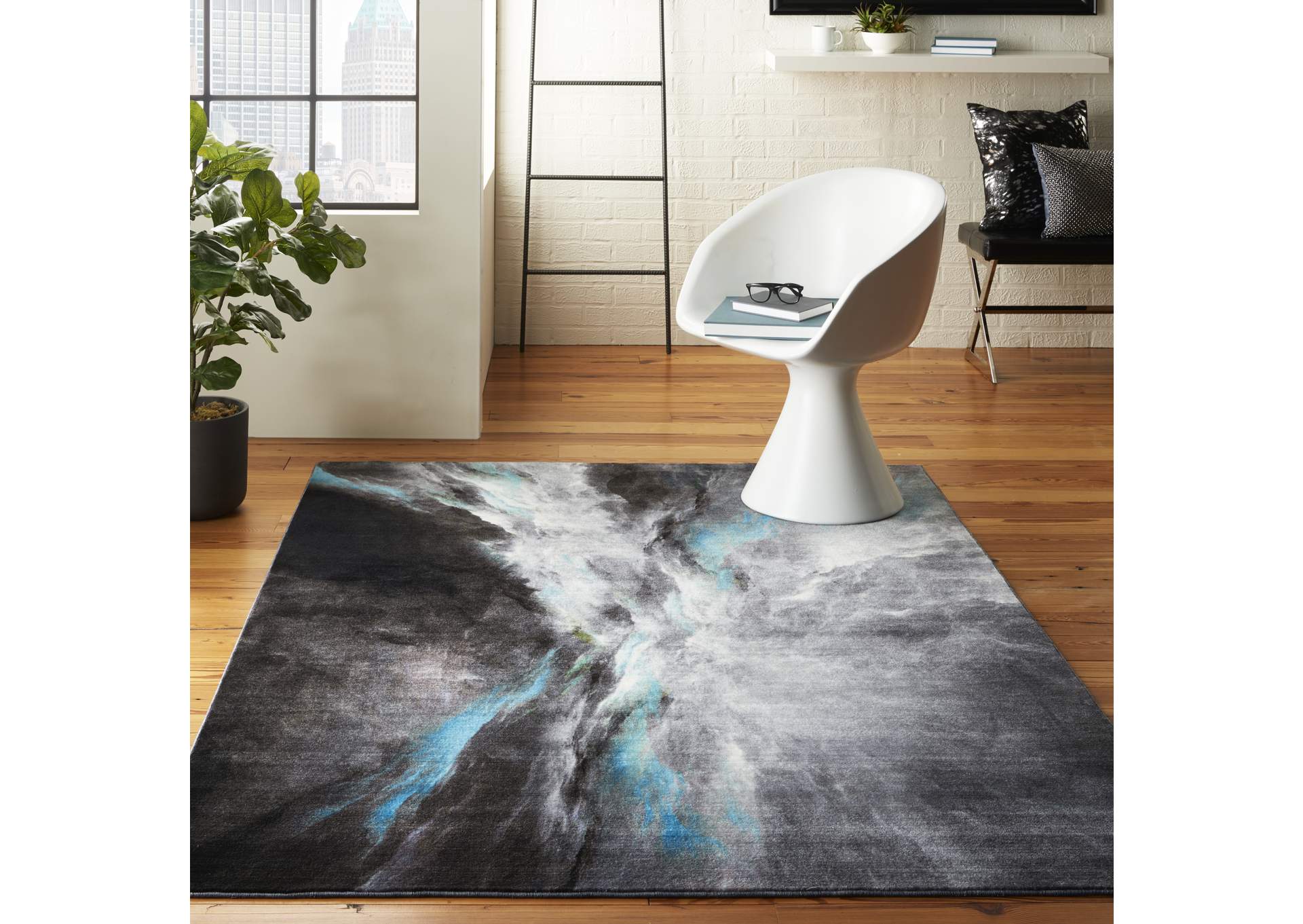 Nourison Le Reve LER06 Charcoal Grey 4'x6' PhotoReal Area Rug,Nourison