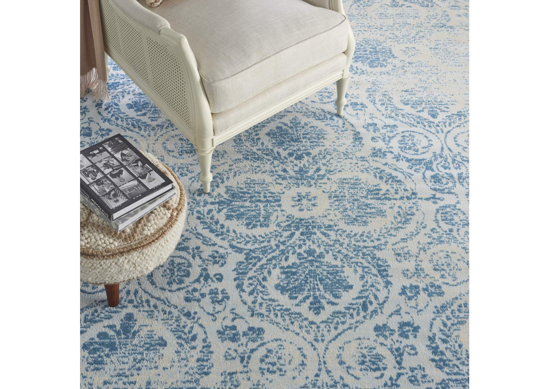Nourison Jubilant JUB05 Teal Blue 8'x10' Large Low-pile Rug,Nourison